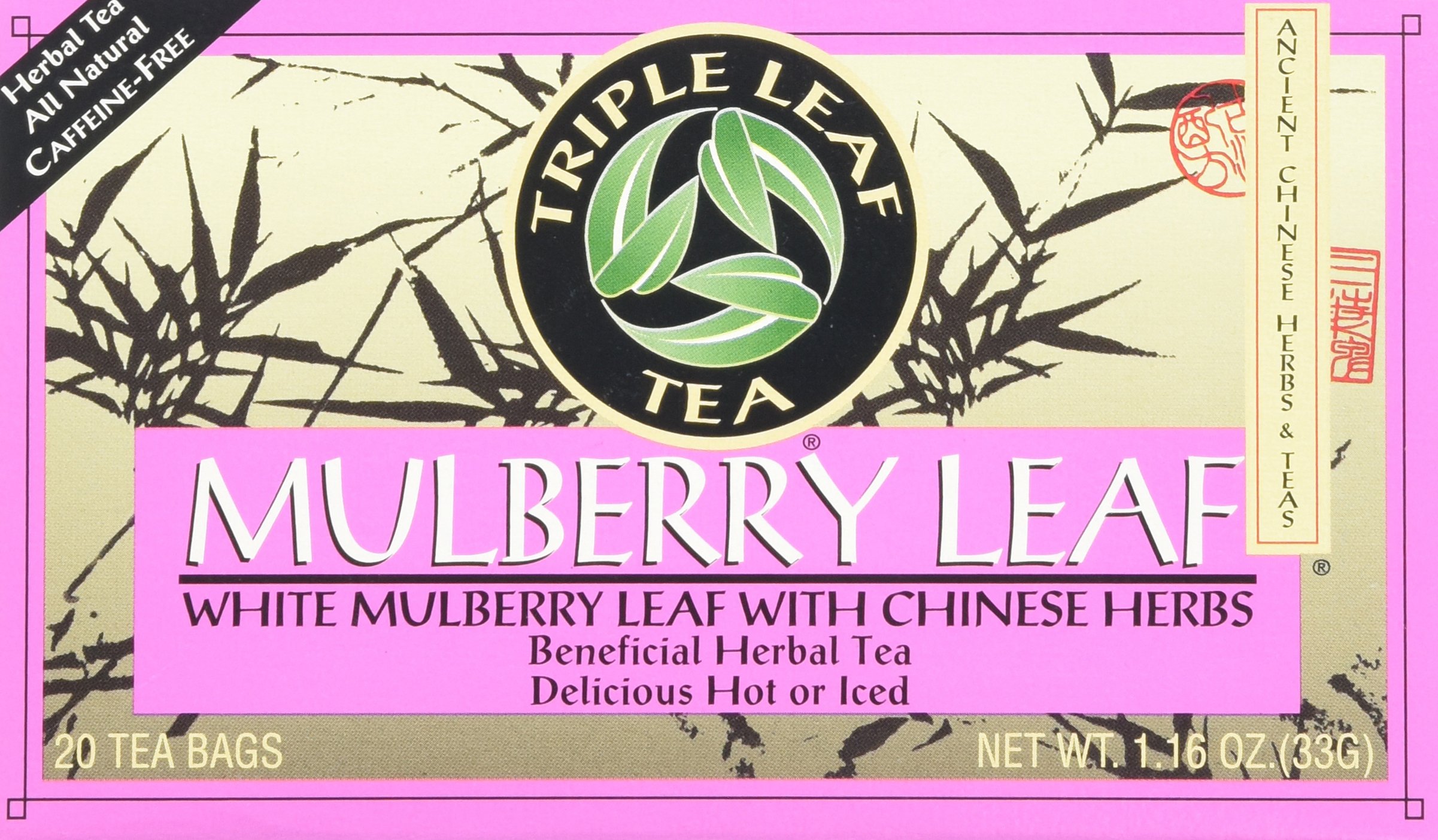 Triple Leaf Tea Bags - Organic Mulberry Leaf Herbal Tea - 20 Count - Supports Healthy Blood Sugar & Relaxation - Perfect for Afternoon Tea or Evening Relaxation