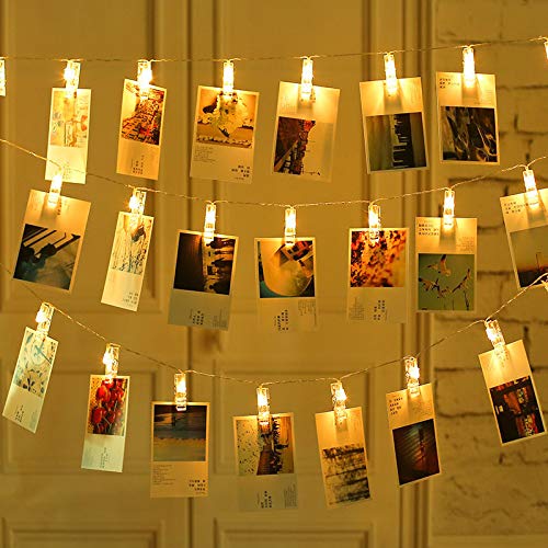 20 LED Photo Clip String Lights with 3M USB Power - Decorate Walls, Bedrooms, Parties & Hang Photos, Notes, Artwork - Perfect for Home, Dorm, Wedding & Event Decor