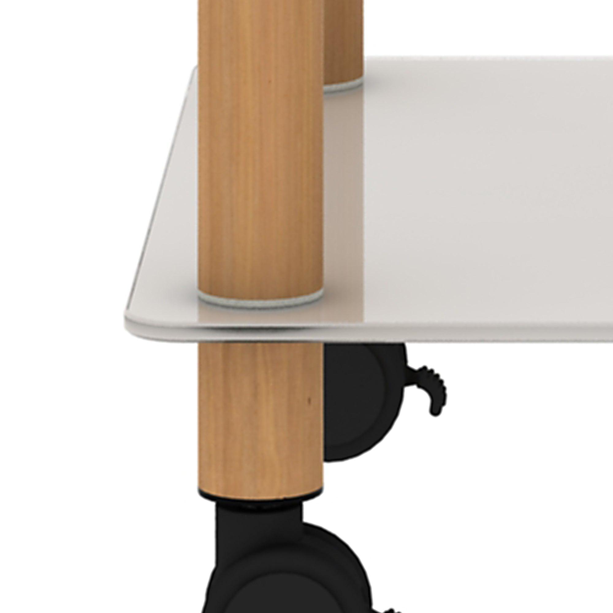 Modern 2-Tier White & Oak Side Table with Storage Shelf - End Table, Nightstand, Sofa Table for Living Room, Bedroom, Office - Space Saving Furniture for Small Spaces