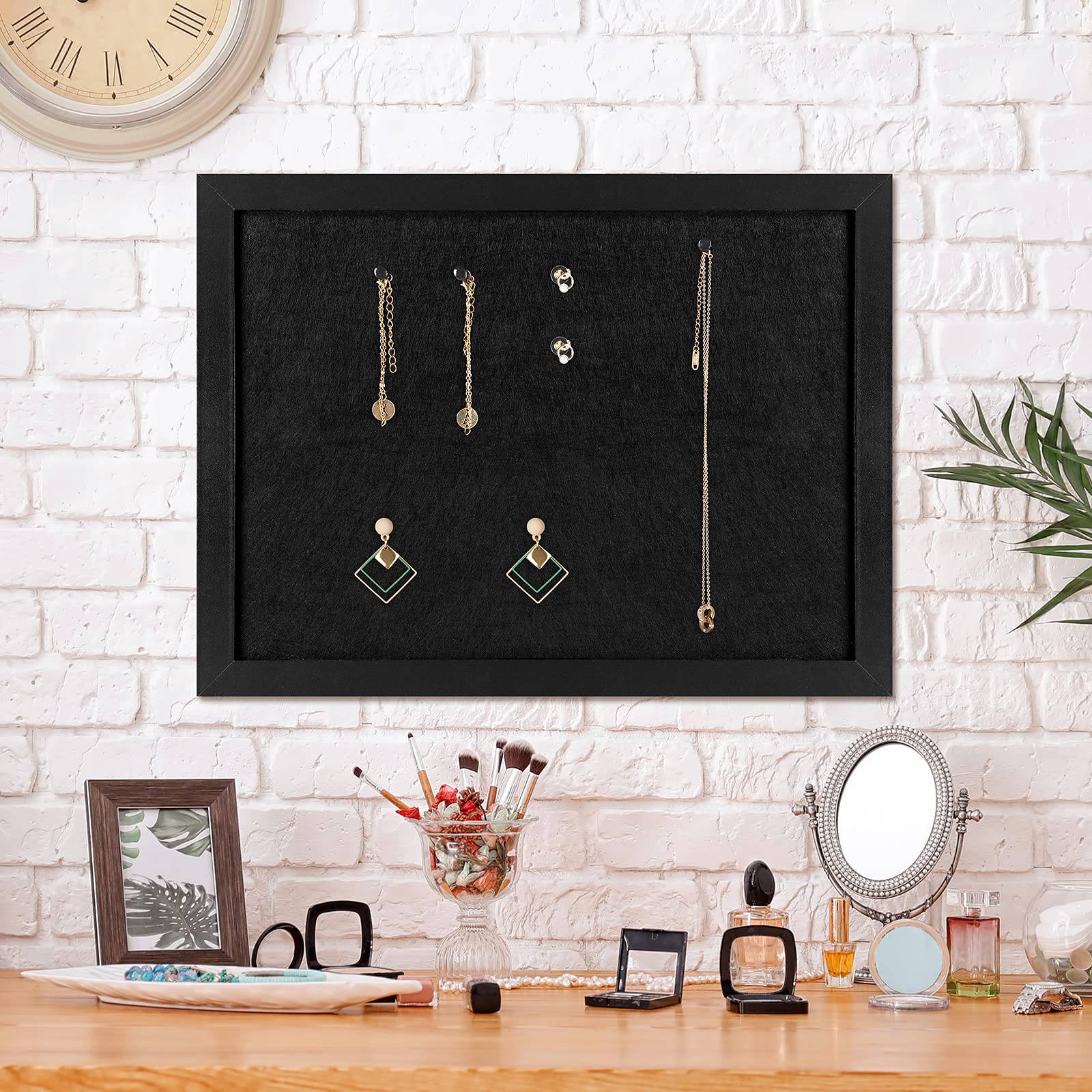Wood Framed Cork Bulletin Board with Felt for Office, School & Home Decor