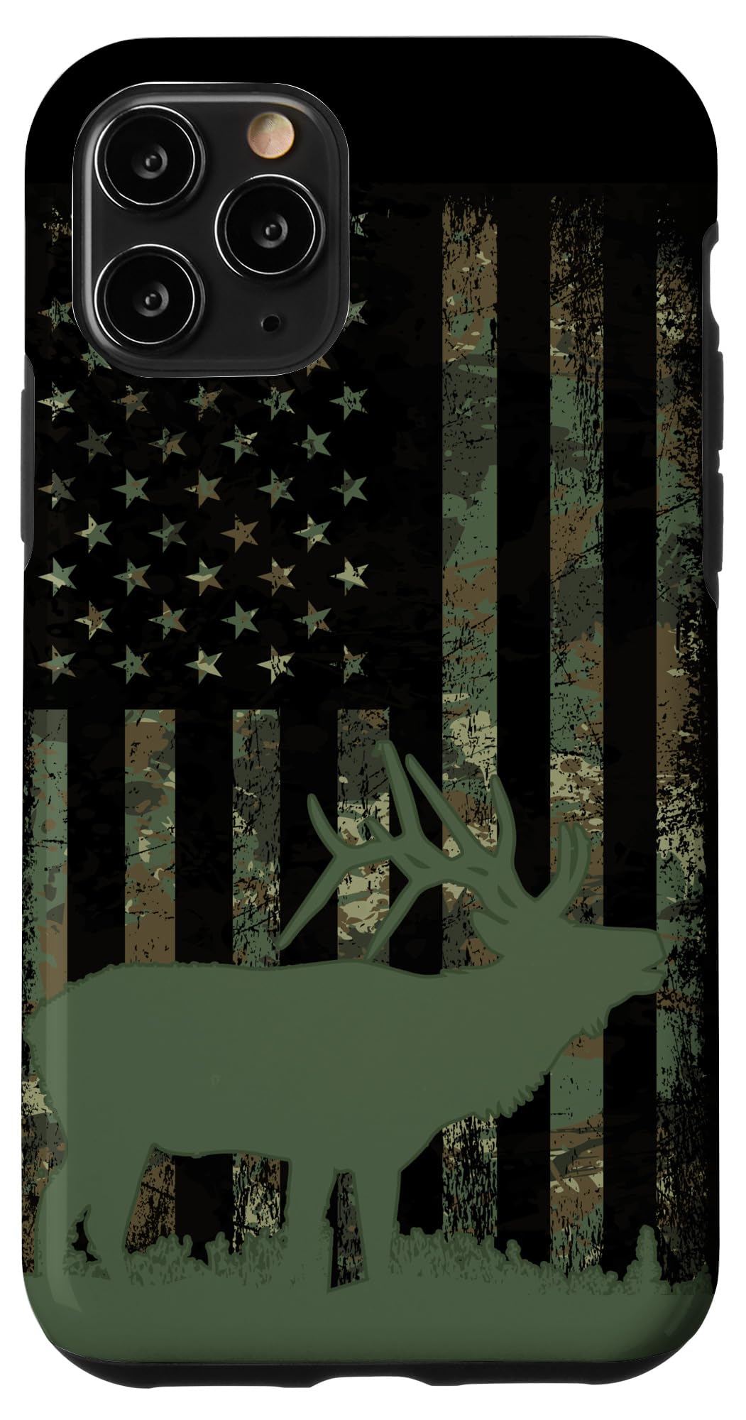 iPhone 11 Pro Case - Camouflage American Flag Design | Durable Hunting Phone Cover for Men | Perfect Gift for Outdoorsmen & Hunters | Ideal for Elk Hunting, Camping & Outdoor Adventures