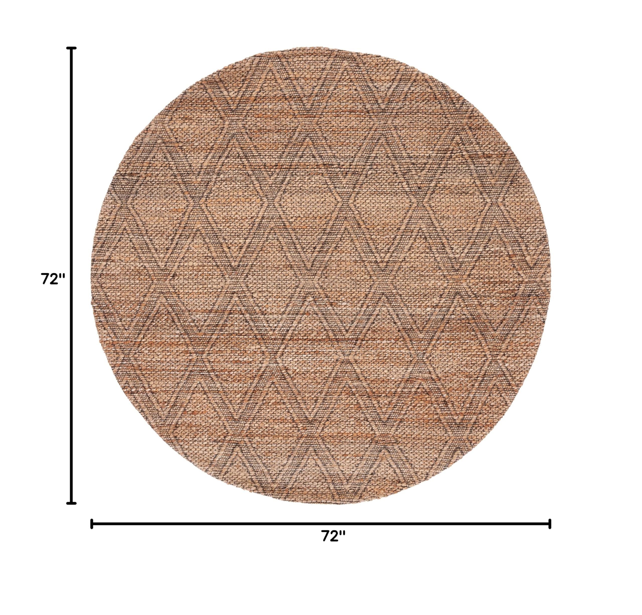 SAFAVIEH Natural Fiber Collection 6' Round Jute Rug - Natural/Black (NFB552A) for Entryway, Foyer & Living Room | Eco-Friendly Floor Covering for Home Decor