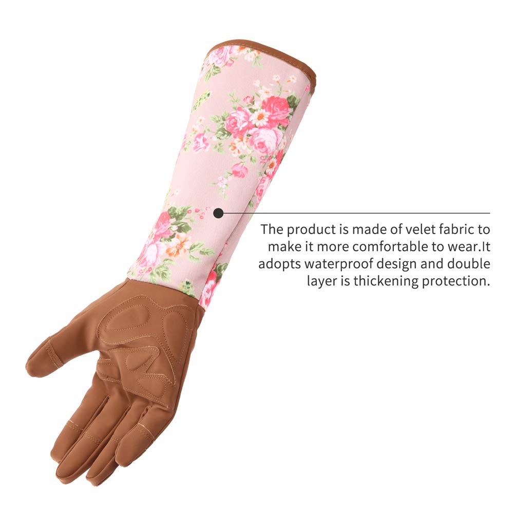 Leather Gardening Gloves for Women - Thorn Proof, Extended Long Rose Pruning Gloves - Perfect Gift for Mother & Grandma - Ideal for Rose Gardening, Pruning, and Outdoor Work (Brown)
