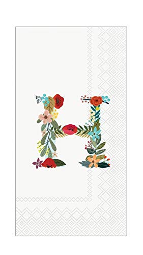 Personalized Monogrammed Hand Towels & Napkins Set - Floral Letter H Design - 32 pcs for Bathroom, Kitchen, Wedding & Party Decor - Custom Initial Cotton Towels & Decorative Paper Napkins