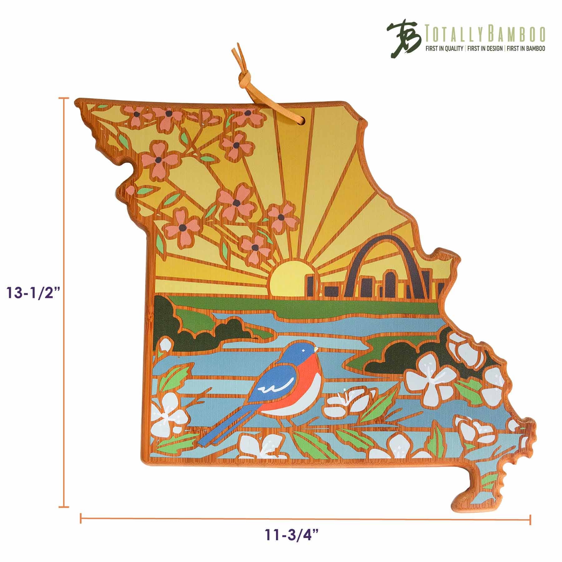 Handcrafted Missouri Wood Cutting Board with Summer Stokes Artwork - Perfect for Kitchen Prep, Charcuterie Boards & Home Decor Gifts