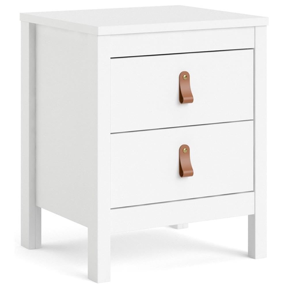Home Square 2-Piece White Wood Nightstand Set with 2 Drawers - Perfect for Bedroom Furniture, Guest Room, and Small Space Storage Solutions