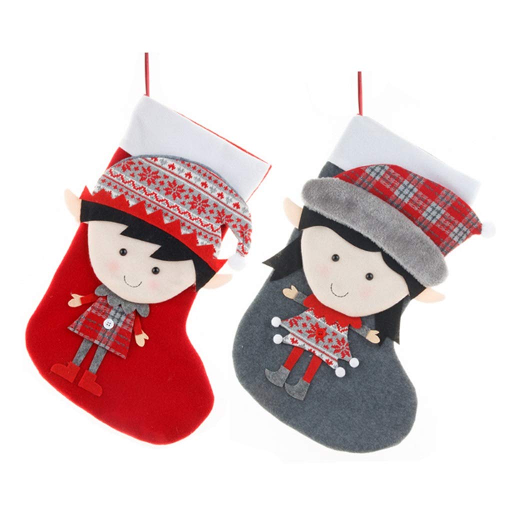 UXZDX CUJUX 2-Pack Christmas Stockings - Plaid Santa Claus Hanging Socks for Kids, Candy Gift Bags for Christmas & New Year - Perfect for Holiday Decorations, Stocking Stuffers & Children's Gifts