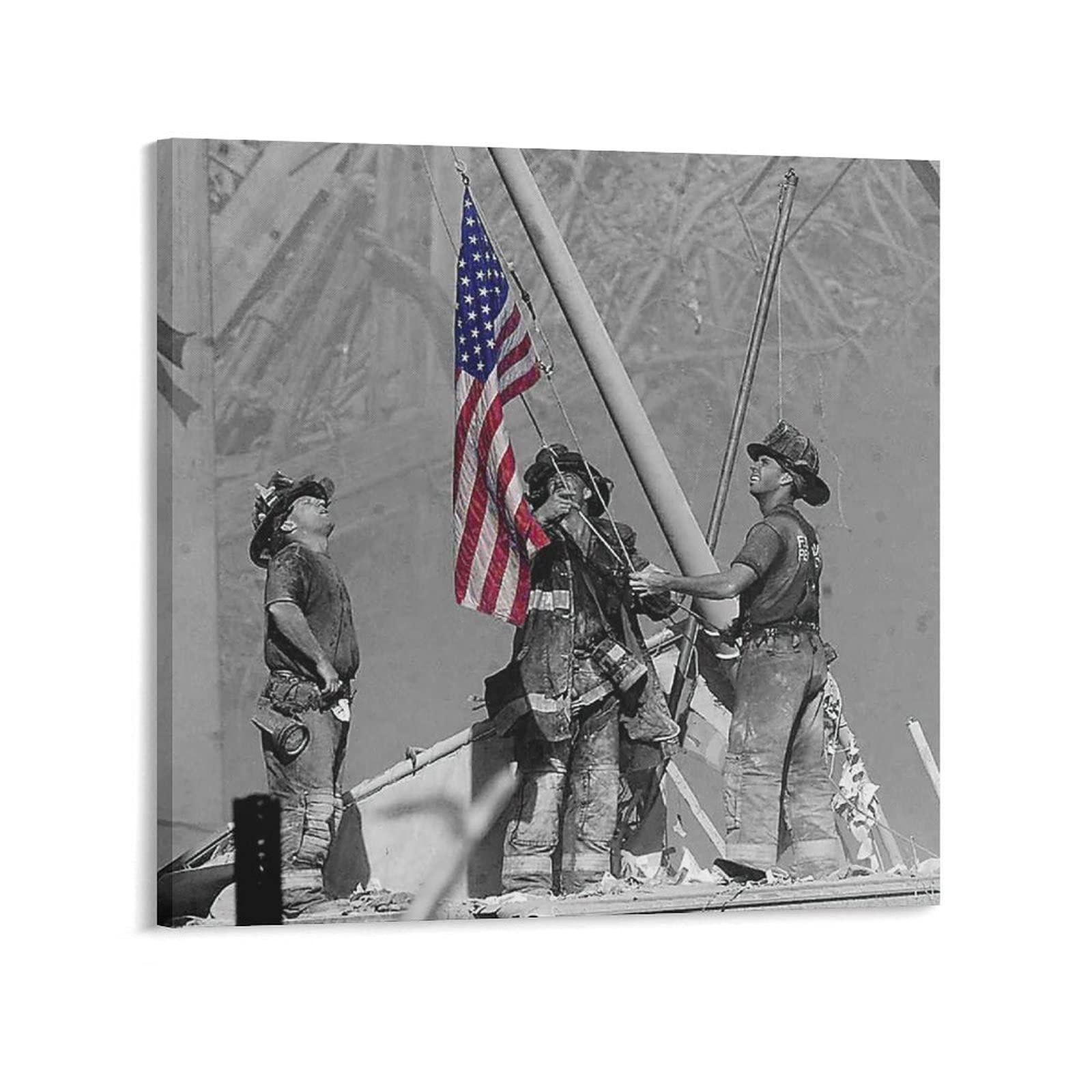 HUIBEI September 11th Memorial Art Poster - 3-Pack 12x12 Inch (30x30cm) Canvas Wall Art for Living Room & Bedroom - Patriotic Home Decor for 9/11 Remembrance Day, Office or Classroom Display