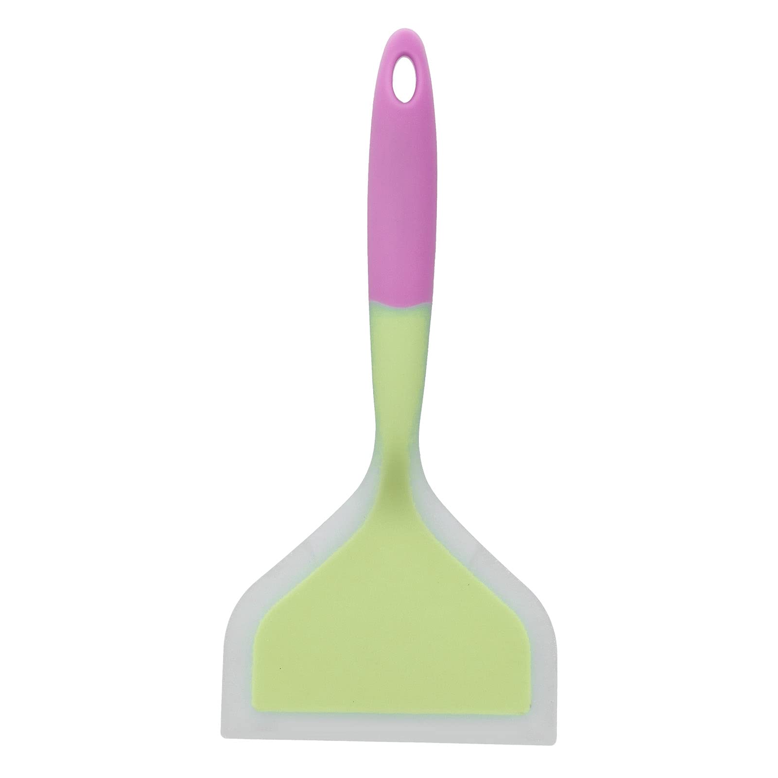 Longzhuo Kitchen Silicone Spatula - Transparent Two-Color Wide Mouth Frying Spatula for Pancakes, Eggs, and More - Perfect for Home Cooking and Baking (Green)