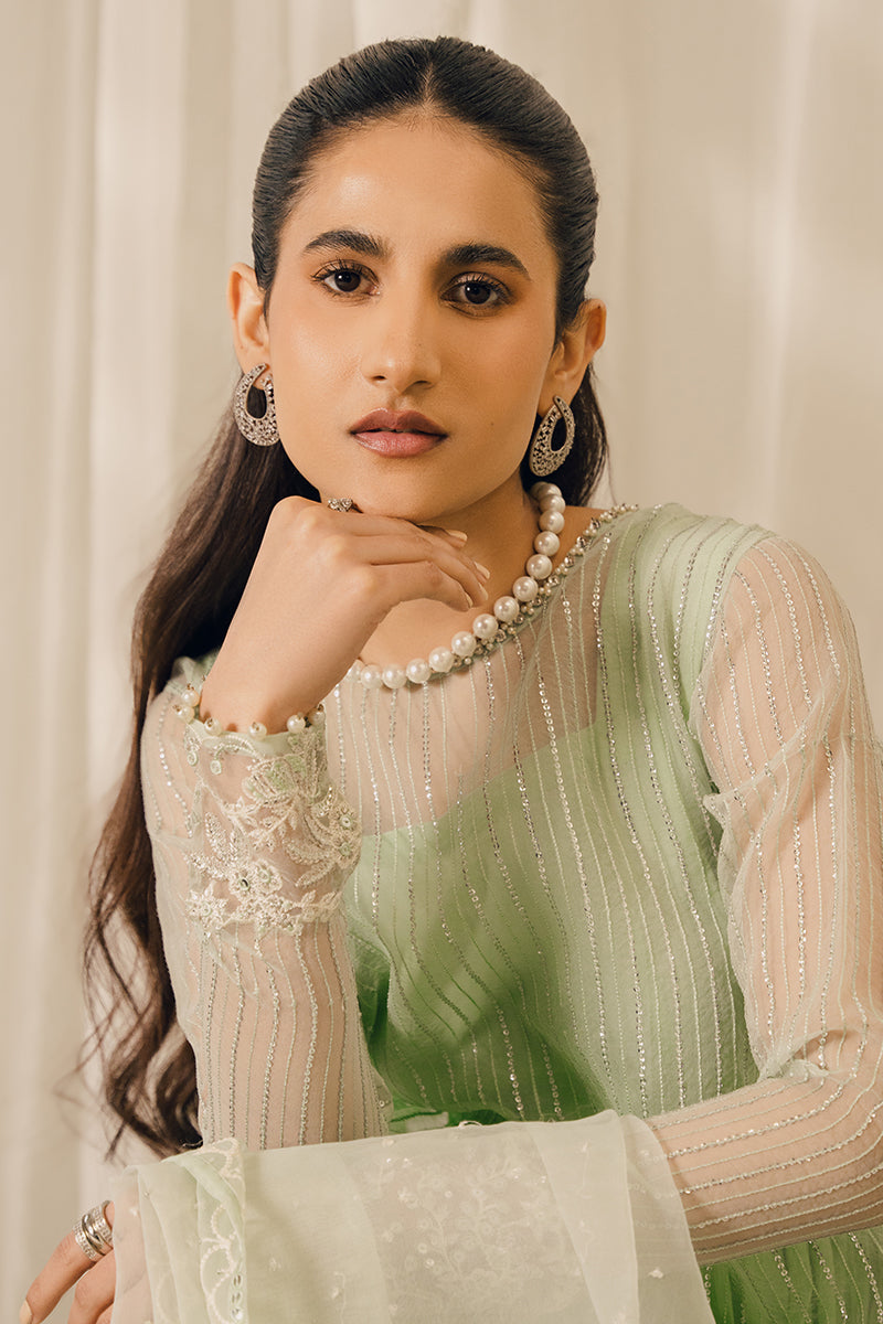 Elegant MINT BLOOM 2-Piece Outfit (Shirt & Dupatta) for Women | Traditional Indian Ethnic Wear | Perfect for Weddings, Festivals & Special Occasions