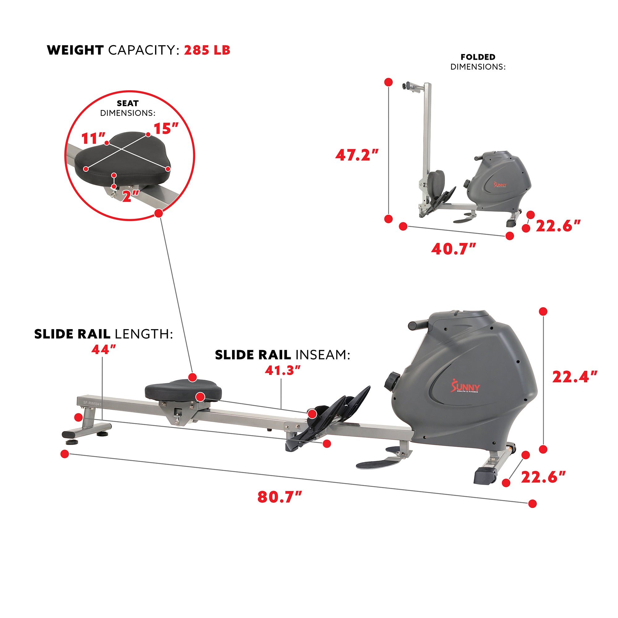 Full Body Magnetic Rowing Machine for Home Gym - Adjustable Resistance, LCD Display & Foldable Design - Perfect for Cardio, Strength Training & Small Spaces