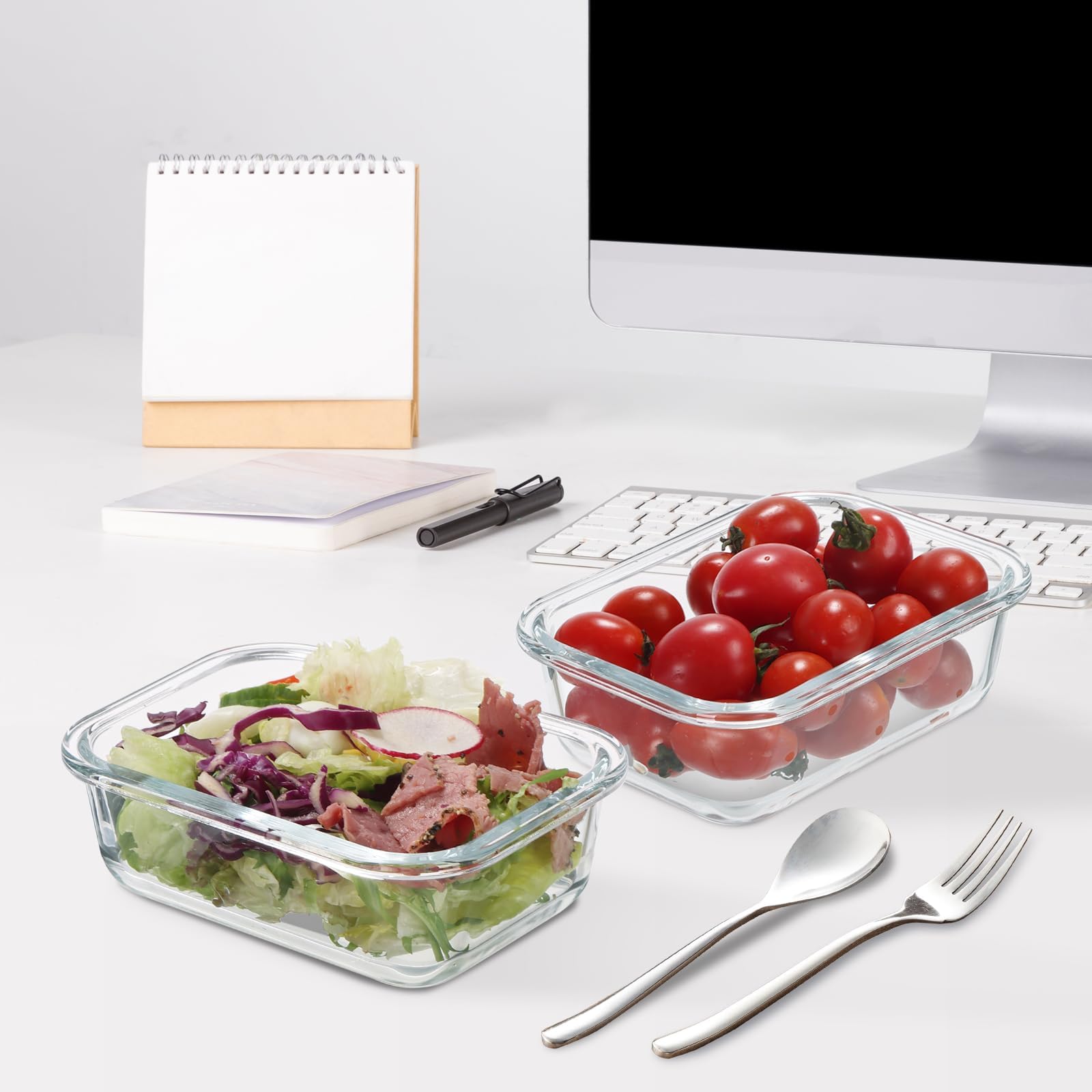 Premium 22oz Glass Meal Prep Containers 12-Pack - Airtight & Leakproof Food Storage Containers with Lids - Microwave, Freezer & Oven Safe - Perfect for Meal Prepping, Leftovers & Office Lunches (Grey Set)