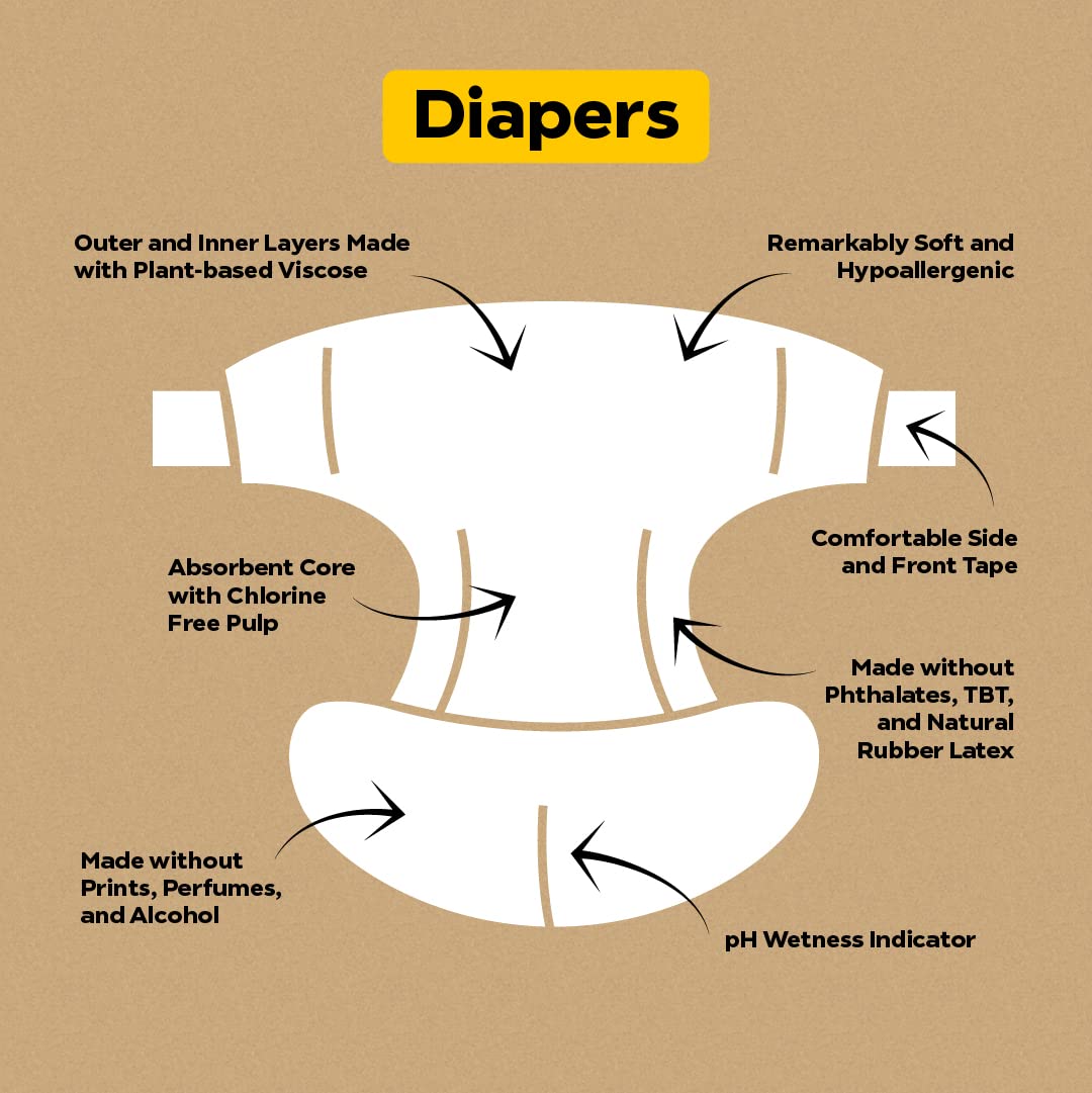 DYPER Size 2 Baby Diapers - Hypoallergenic, Plant-Based & Unscented for Sensitive Skin | Eco-Friendly Cloth Alternative | Day & Night Protection | Perfect for Newborns, Infants & Toddlers | Home, Travel & Daycare Use