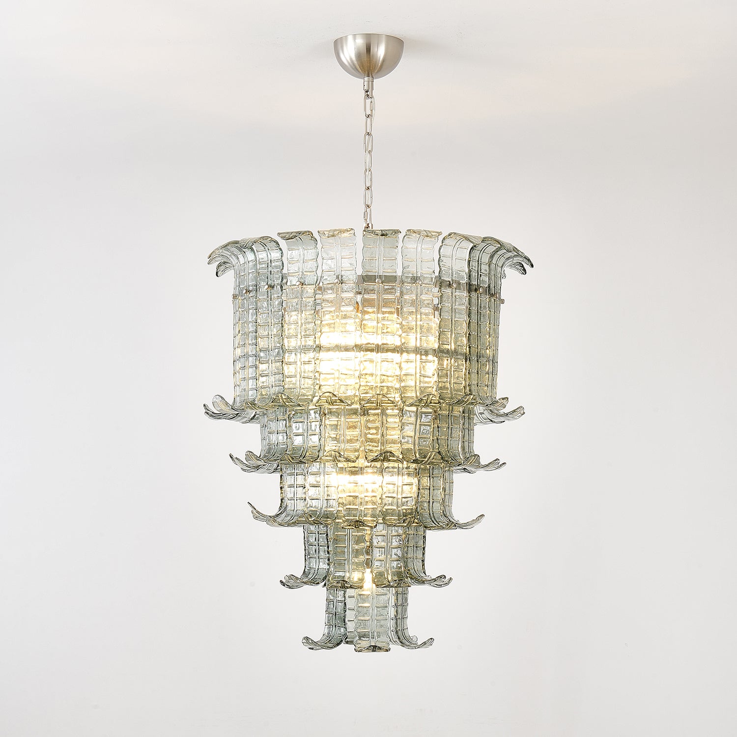 Elegant Cascade Murano Glass Chandelier - Handcrafted Italian Lighting Fixture for Dining Room, Living Room & Bedroom Decor