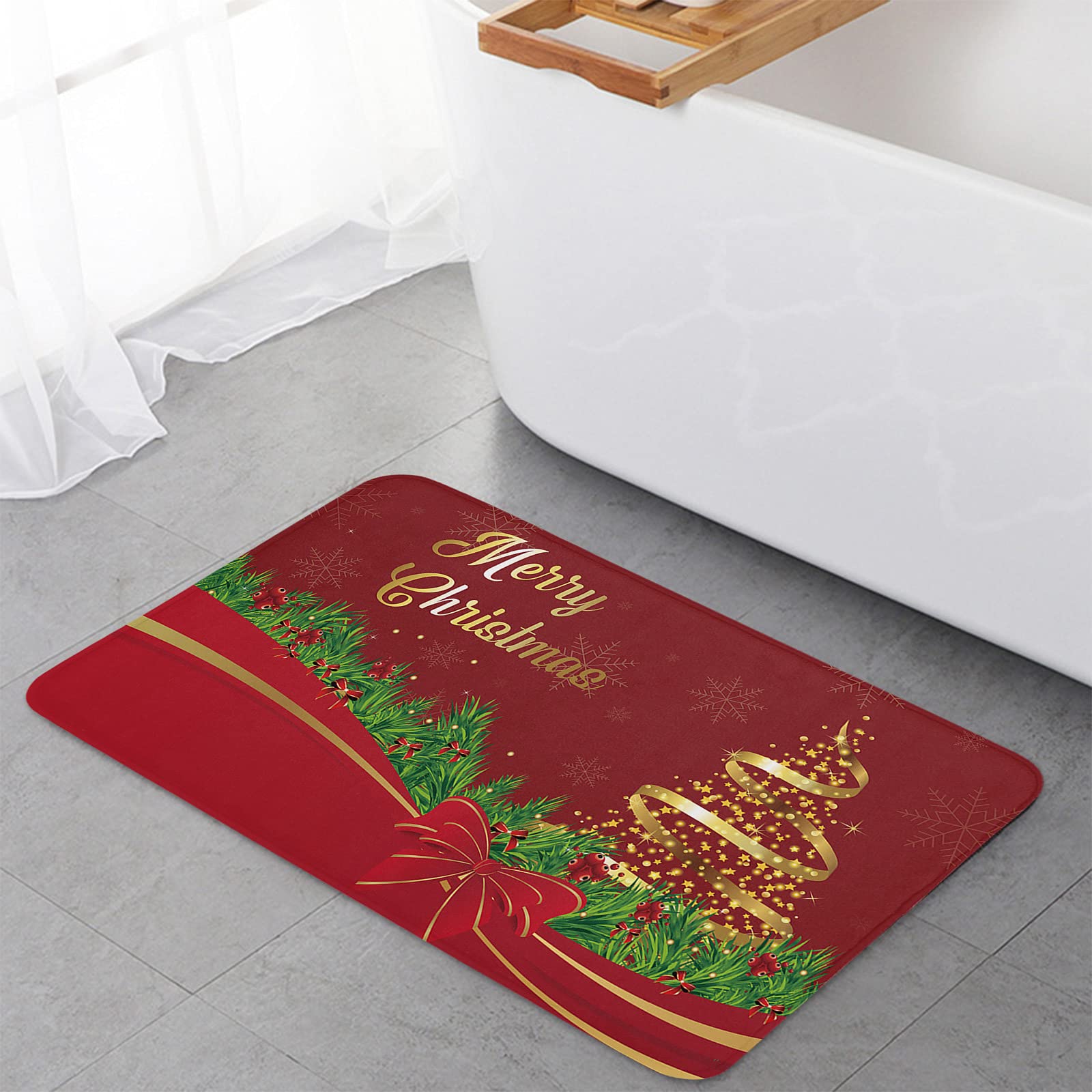 18x30in Christmas Outdoor Rug - Absorbent Door Mat for Bedroom, Kitchen & Bathroom Decor