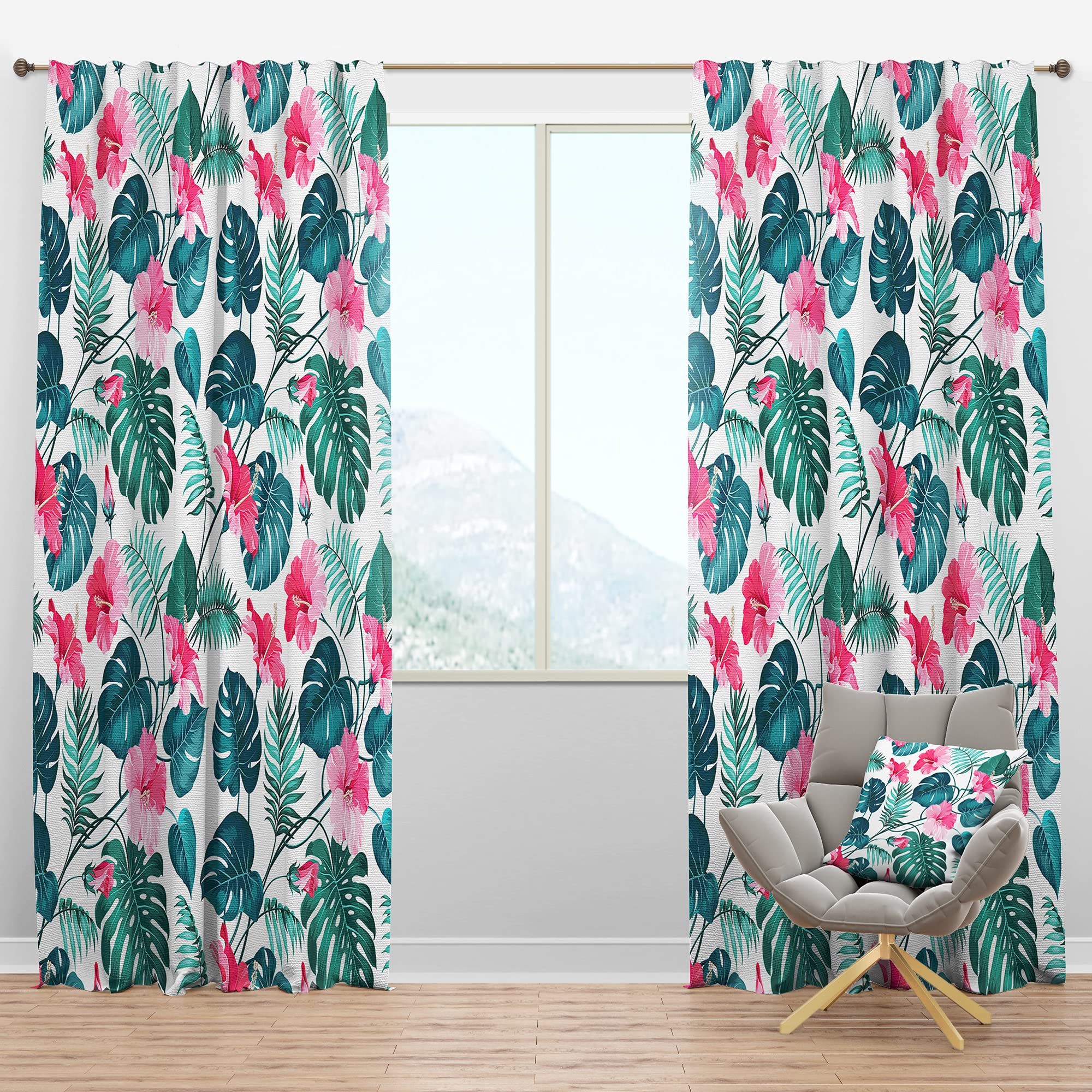DesignQ Blackout Curtains 'Blossom Flowers' - Thermal Insulated Single Panel Window Drapes (52x95 inches) for Bedroom & Living Room - Blocks Light & Noise, Energy Saving Home Decor