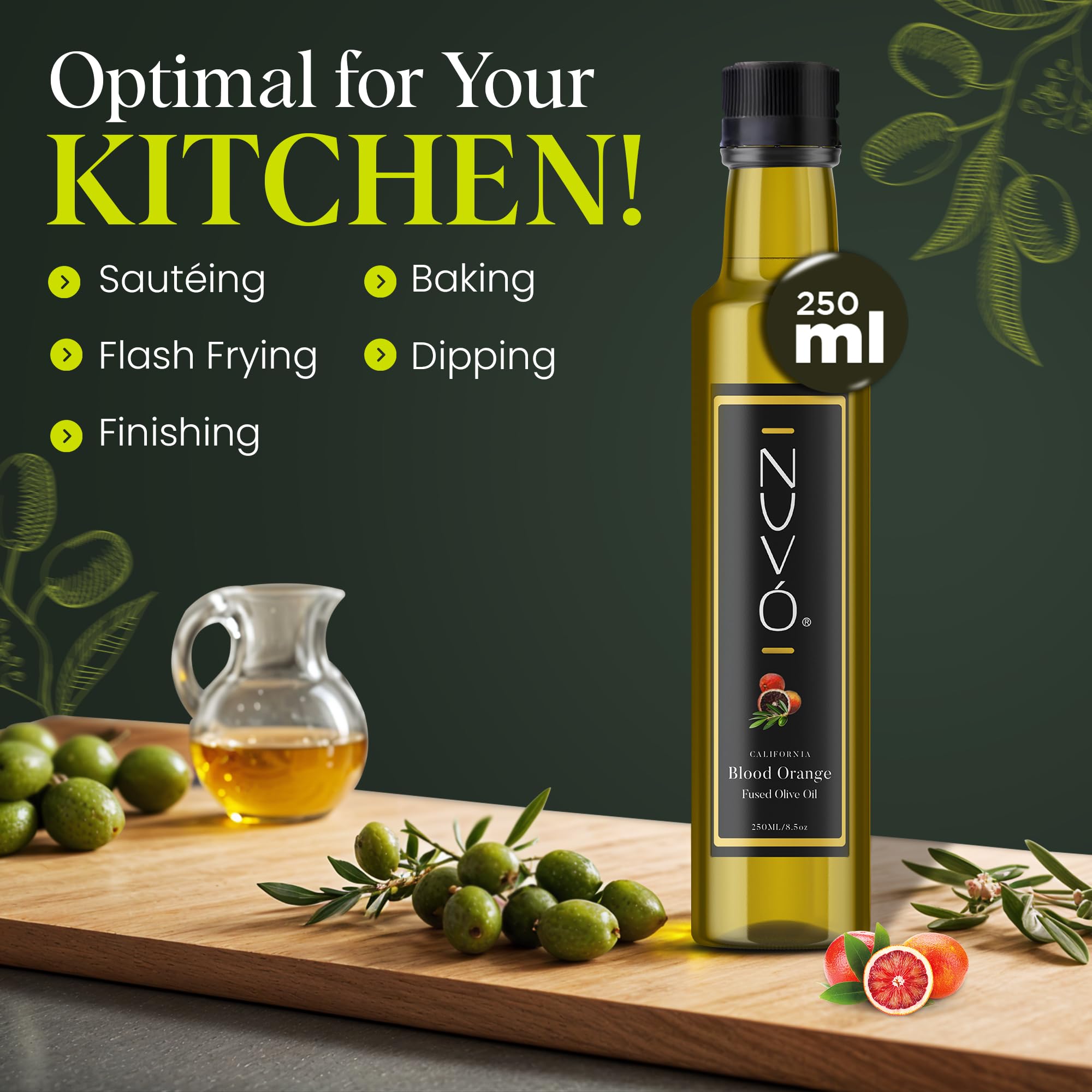Premium Cold-Pressed Blood Orange Infused Olive Oil - 500ml | Gourmet Cooking, Salad Dressing & Baking | Rich Flavor & Antioxidant Benefits