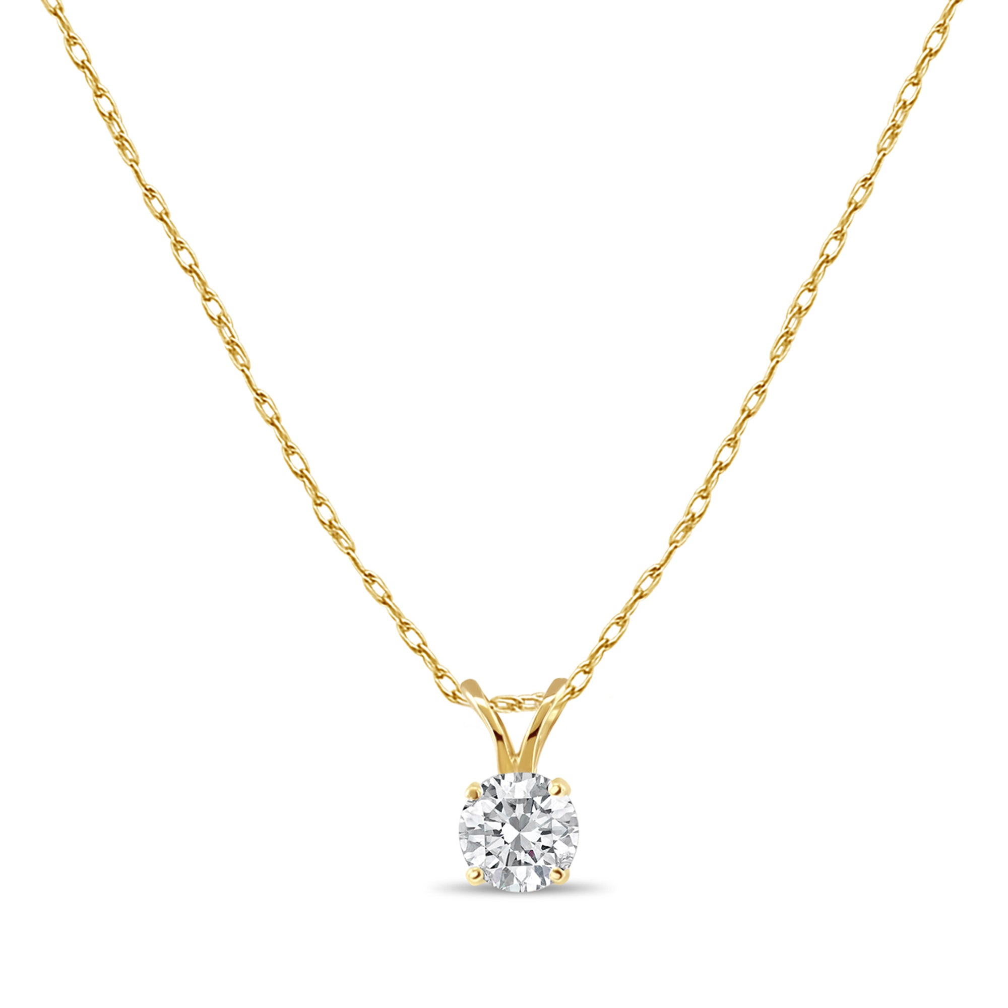 0.5 Carat Solitaire Diamond Pendant Necklace in 14K Yellow Gold - Perfect for Anniversaries, Weddings & Special Occasions
