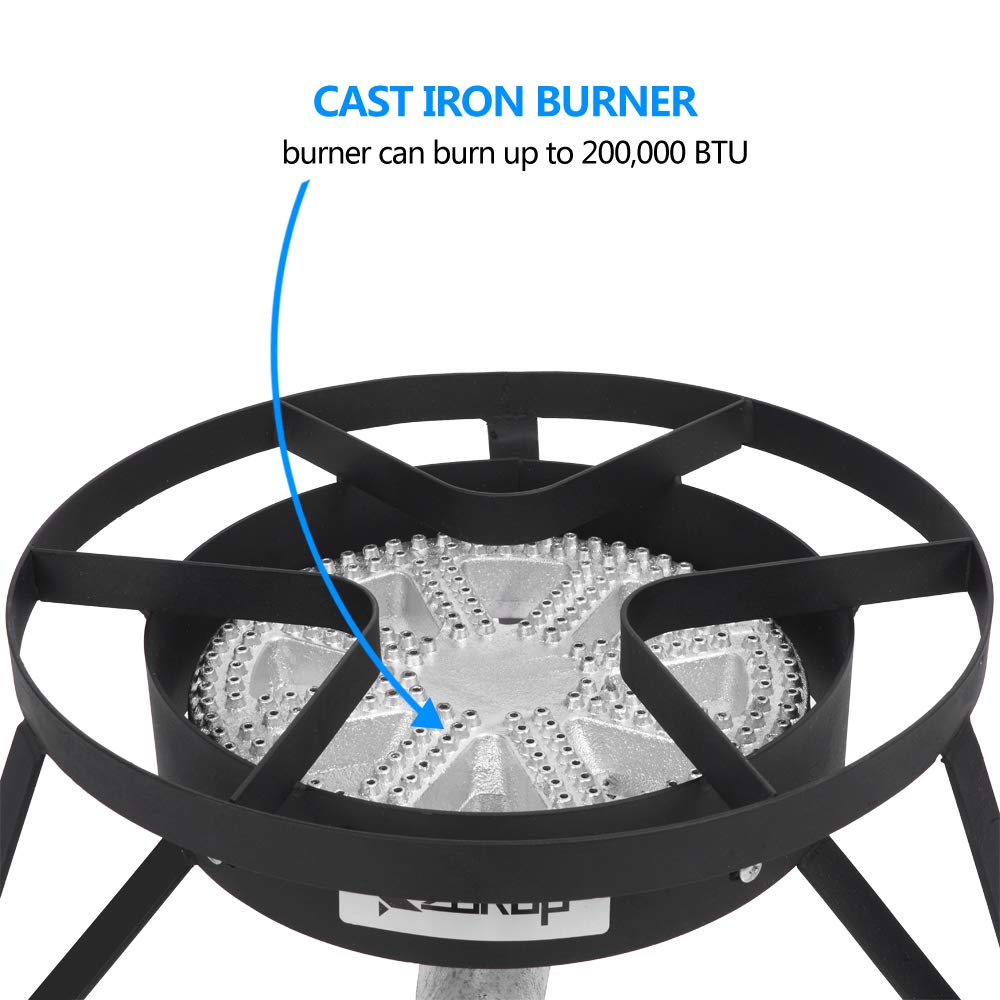 High Pressure Portable Propane Burner Stove - Outdoor Gas Cooker with Detachable Legs for Camping, RV, Backpacking & Patio Cooking | Durable Cast Iron Construction | Perfect for Grilling, Boiling & Outdoor Food Prep