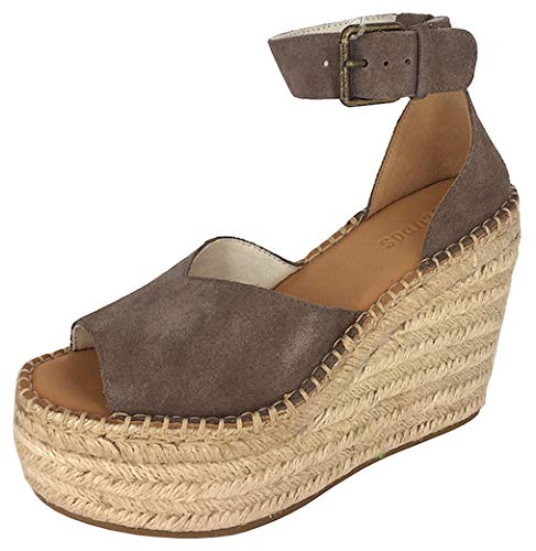 Soludos Women's 4-Inch Suede Espadrille Wedge Sandals - Comfortable Platform Shoes for Summer, Beach & Casual Outings