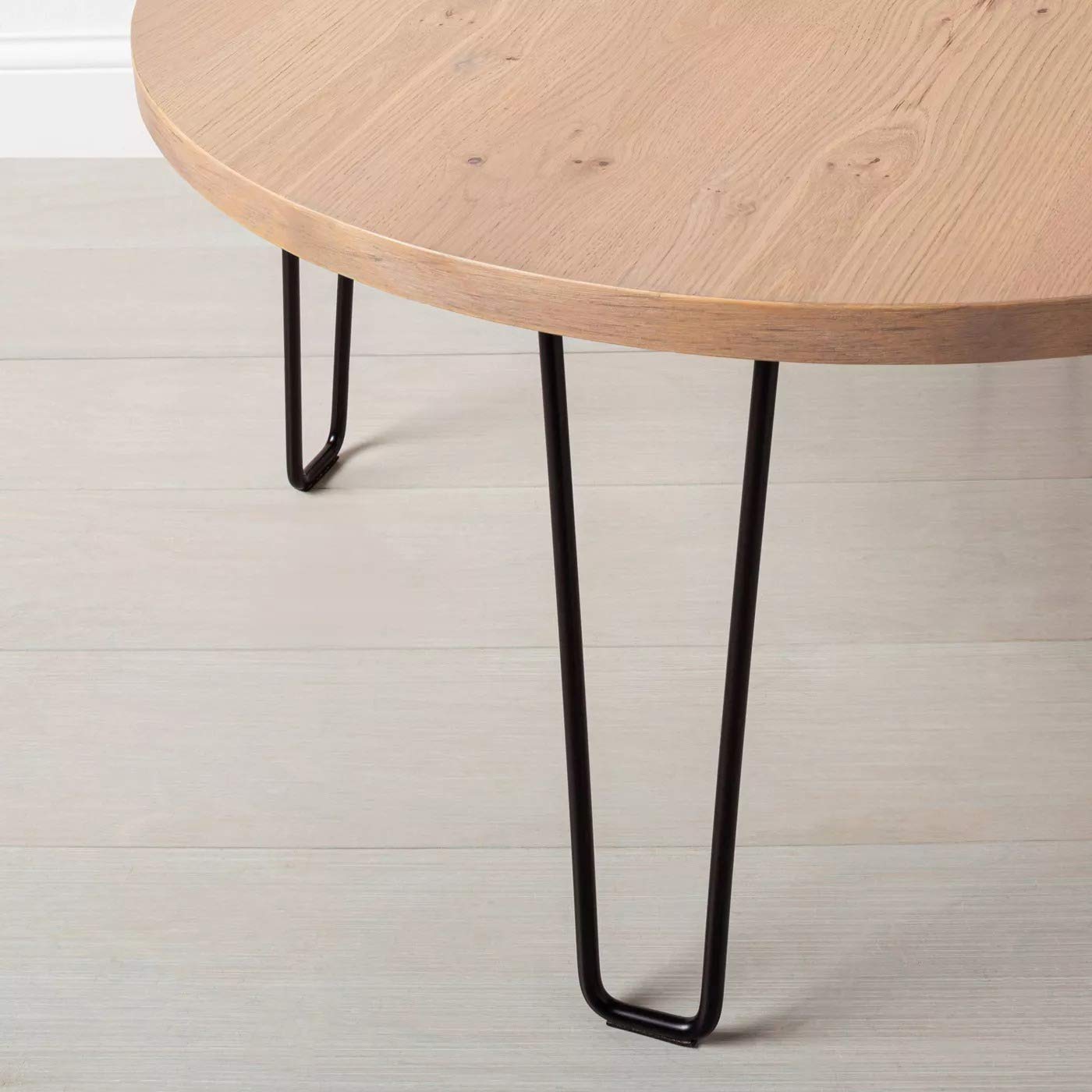 Shivpiin 36 Inch Round Wood and Wire Coffee Table - Modern Industrial Living Room Furniture for Small Spaces, Home Decor Centerpiece
