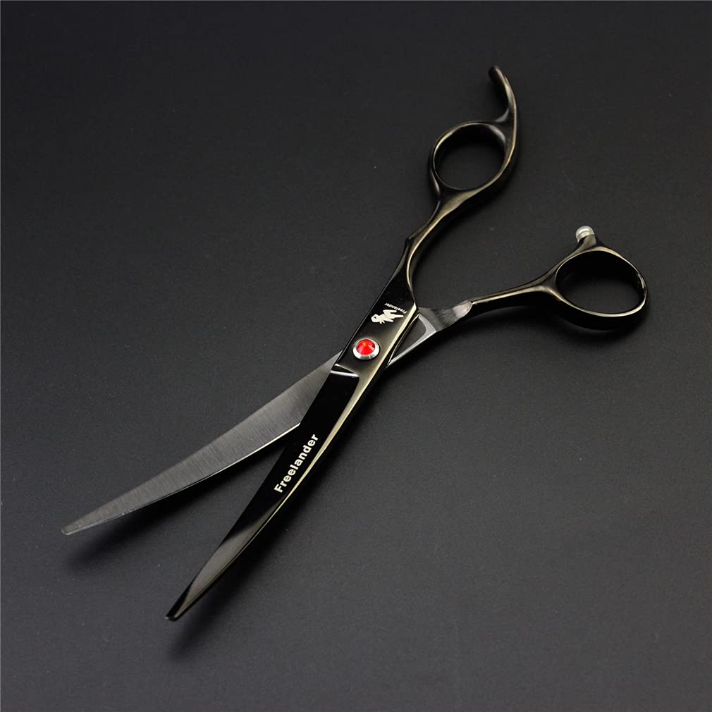 Professional 7.0 Inch Stainless Steel Pet Grooming Scissors Set - Dog & Cat Hair Trimming Kit with Curved Scissors, Hemostatic Forceps & Comb for Precise Pet Grooming at Home or Salon
