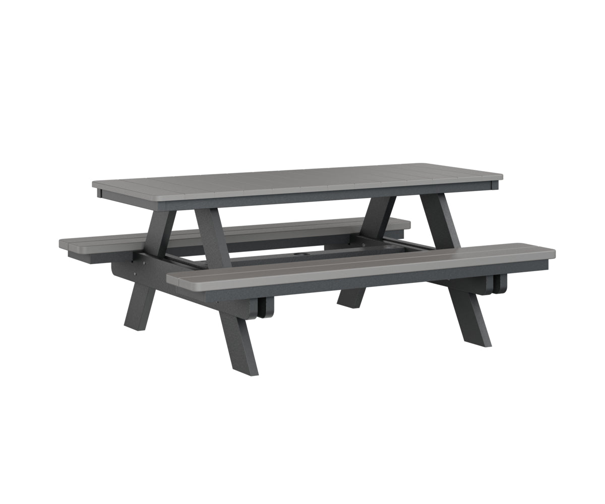 Berlin Gardens Rectangular Picnic Table - Outdoor Dining Set for Patio, Backyard, and Park - Heavy Duty Weather-Resistant Wooden Picnic Bench with Umbrella Hole