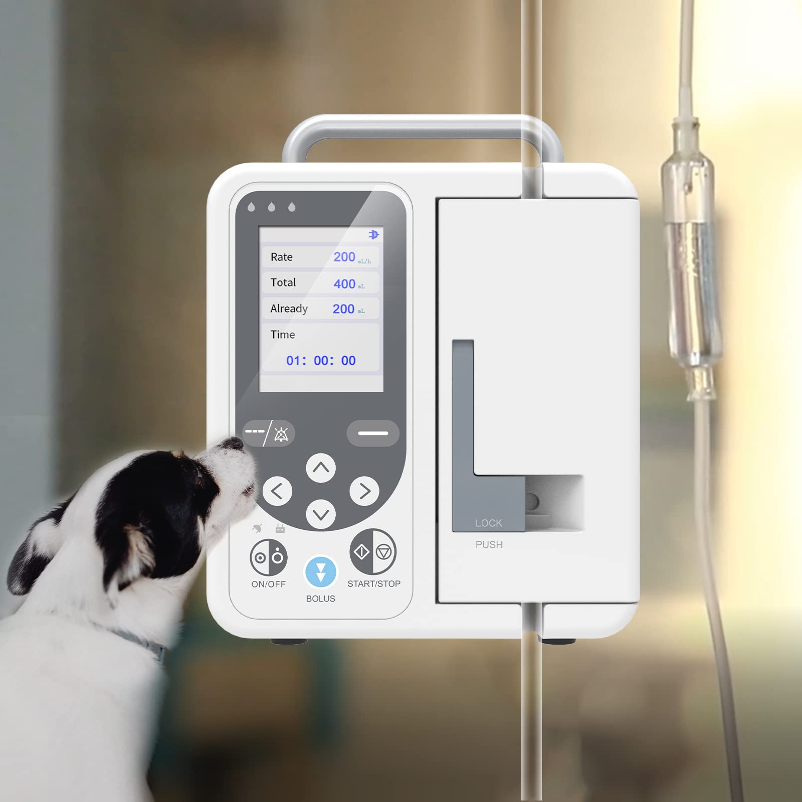 CONTEC Veterinary IV Infusion Pump - Portable LCD Digital Infusion Machine with High Precision Volumetric Control | Ideal for Small Animal Clinics, Emergency Care & Mobile Veterinary Services