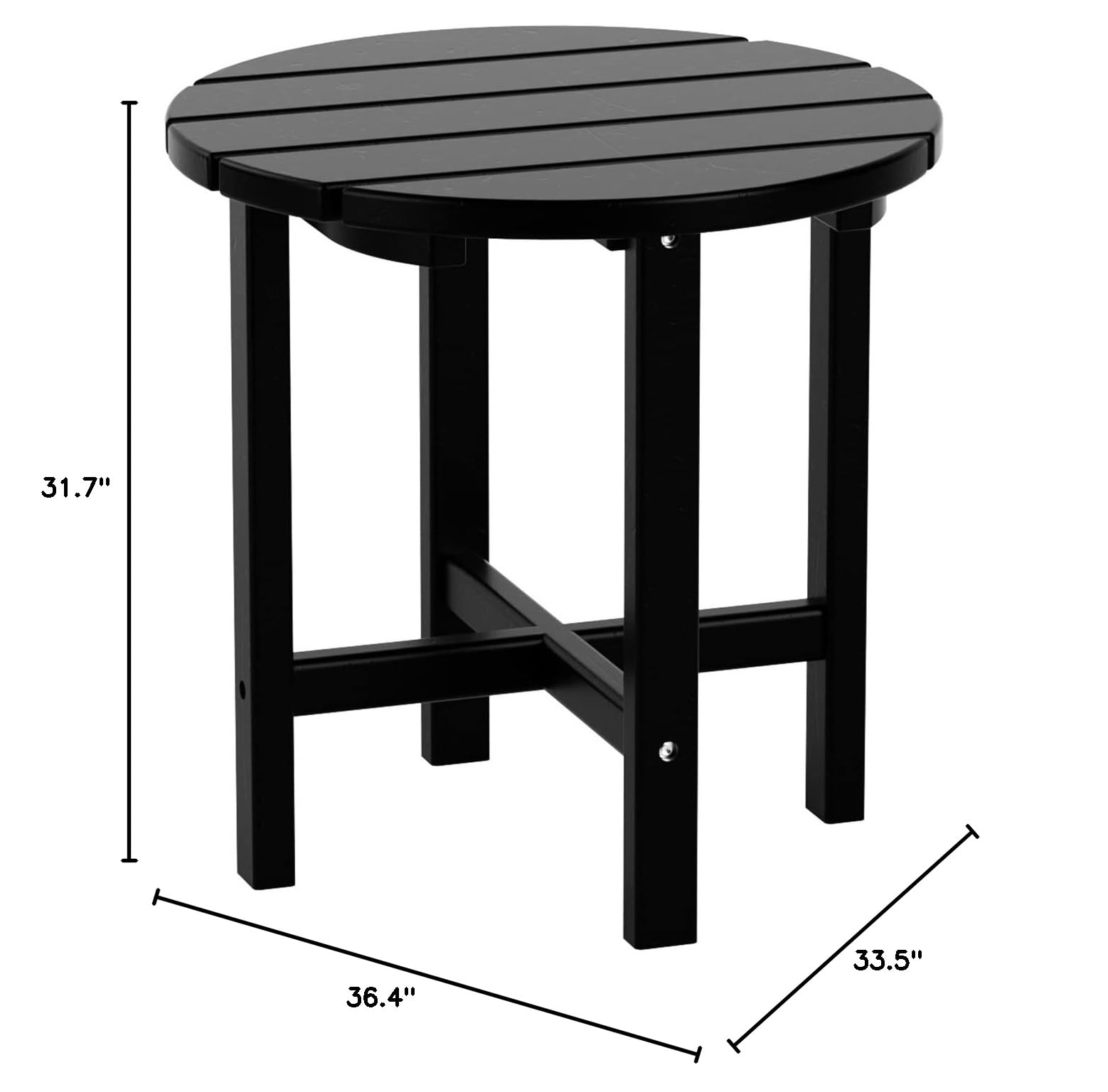 Outdoor Adirondack Chairs Set with Table - Black Poly Lumber for Patio & Garden