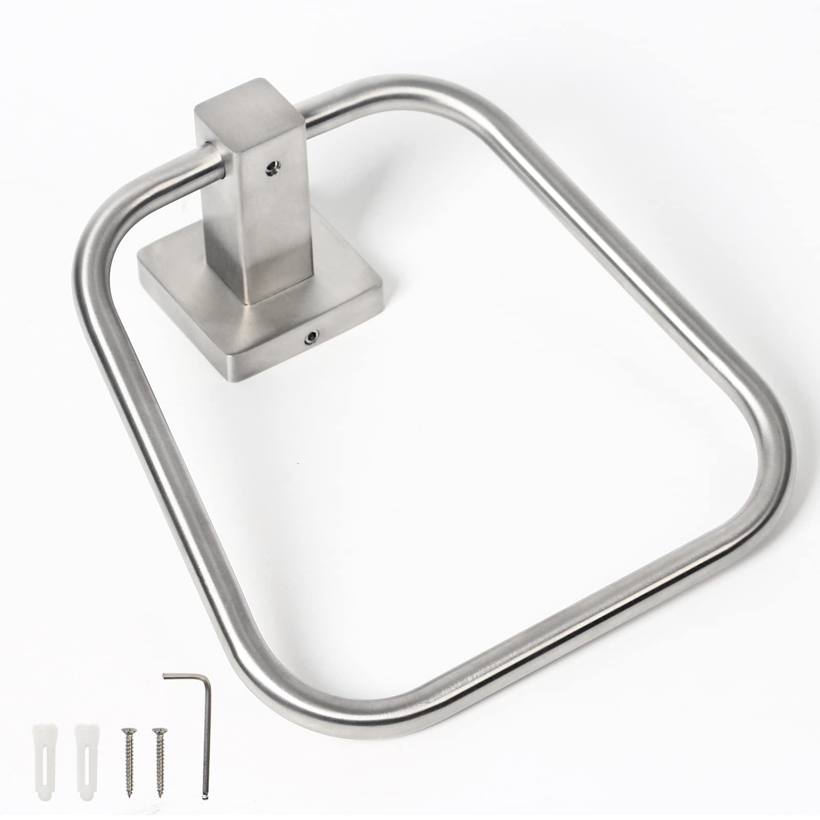 HouseAid Stainless Steel Trapezoid Towel Holder - Brushed Nickel Wall Mounted Bathroom Towel Ring & Hand Towel Rack - Perfect for Modern Bathrooms, Kitchens & Spa Areas