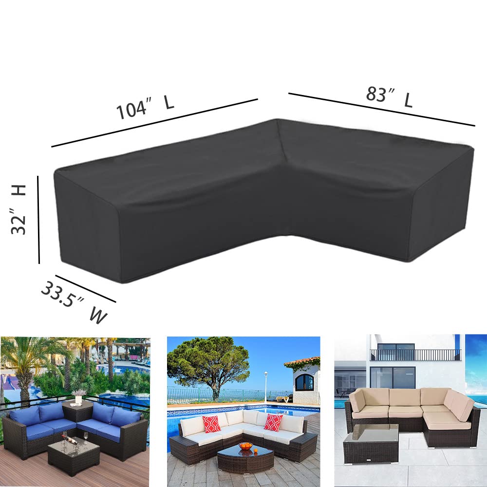 Waterproof L-Shaped Outdoor Sectional Cover for Patio Furniture - Right Facing 104