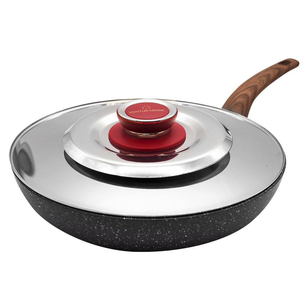 Stainless Steel Magic Ventur Odor-Proof Cookware Lid Ø35 cm with Red Bakelite Knob - Perfect for Kitchen, Cooking, and Food Storage