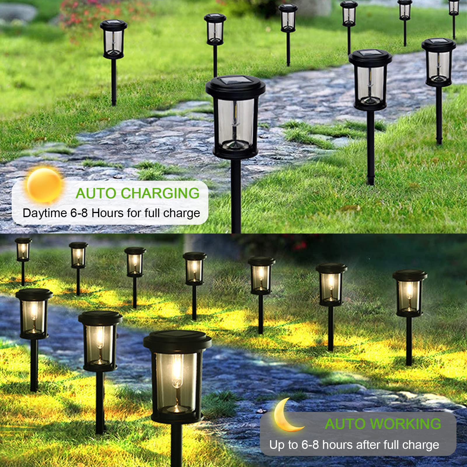 4 Pack Solar Pathway Lights - Outdoor Landscape & Garden Lighting for Walkway, Driveway, Patio Decor