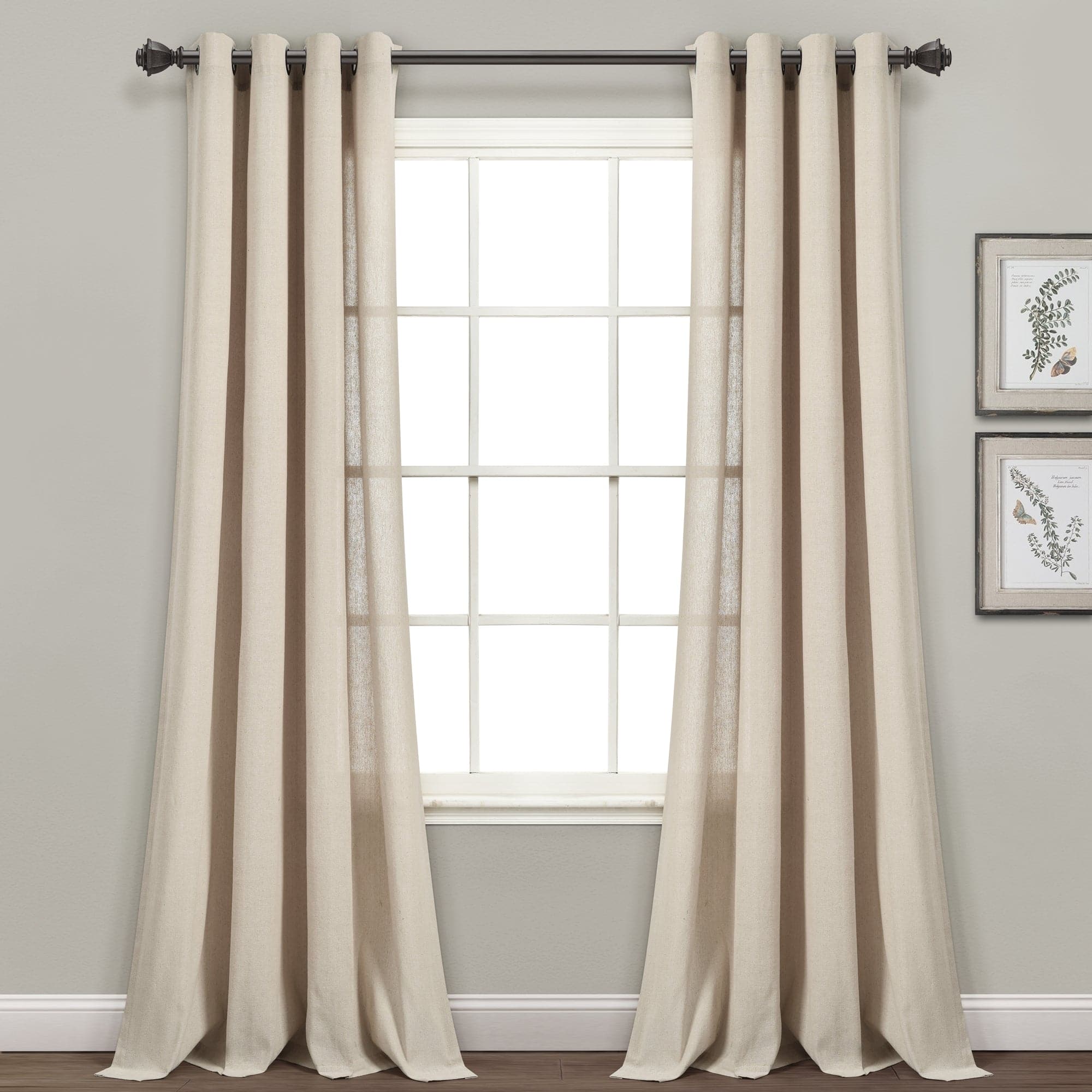 Premium Faux Linen Grommet Window Curtain Panels Set - Blackout Thermal Insulated Drapes for Living Room & Bedroom - Elegant Home Decor for Modern Houses