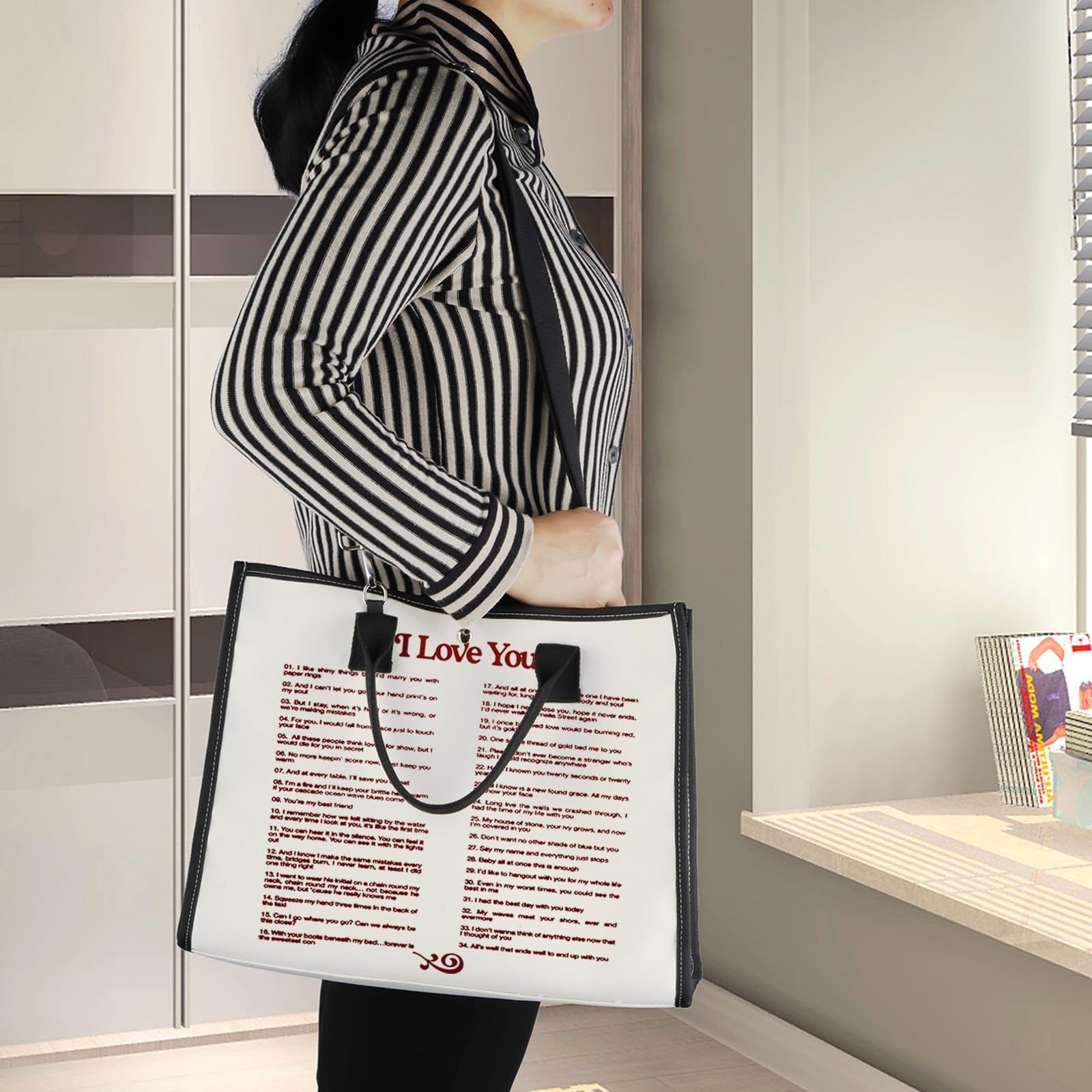 BWWKTOP Singer Album Inspired Canvas Tote Bag - Song Lyrics Print Shoulder Bag for Women - Perfect Concert Gift & Music Fan Accessory for Daily Use, Shopping & Travel