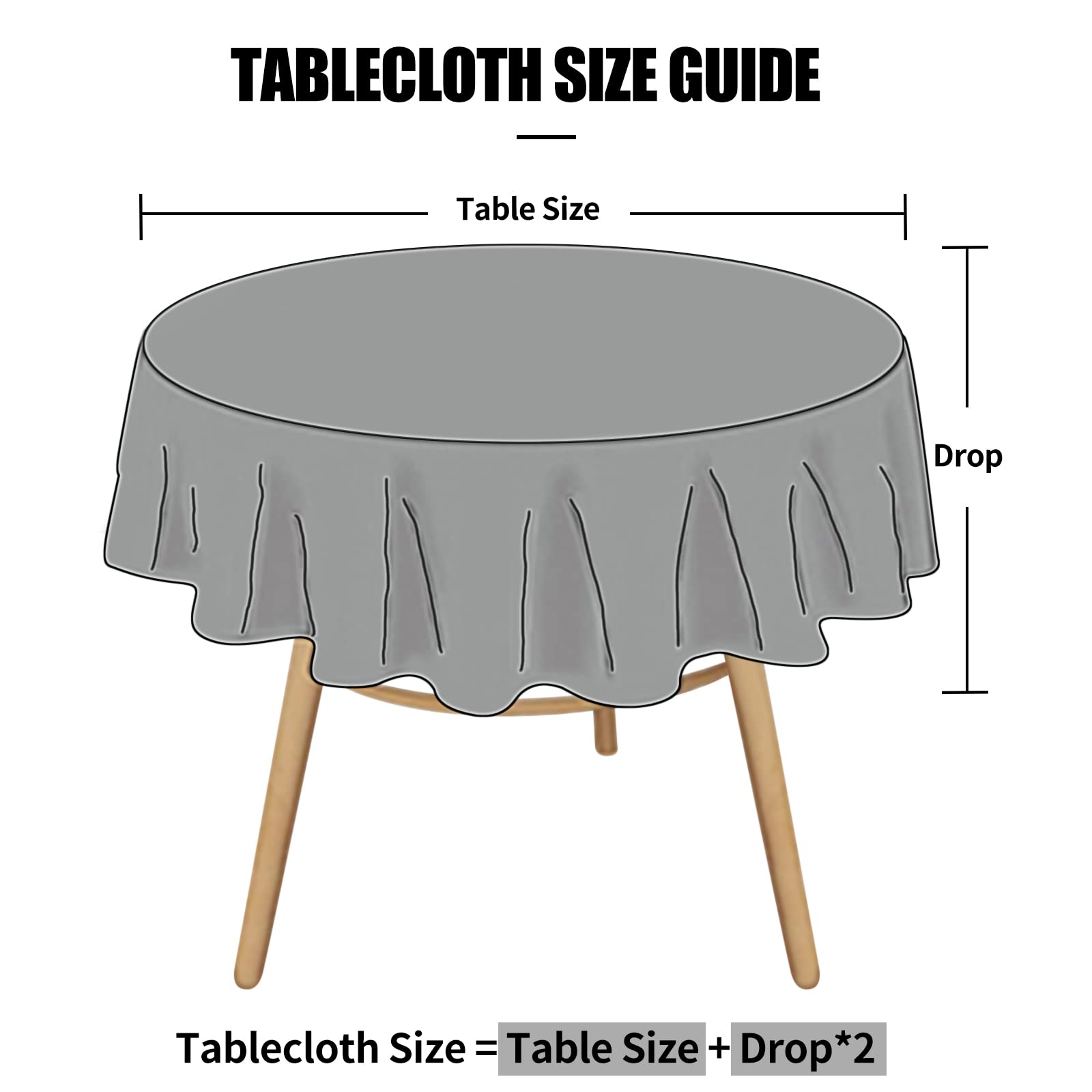 Smiry Round Table Cloth - Waterproof Heavy Duty Vinyl Table Cover, Wipeable & Washable 60
