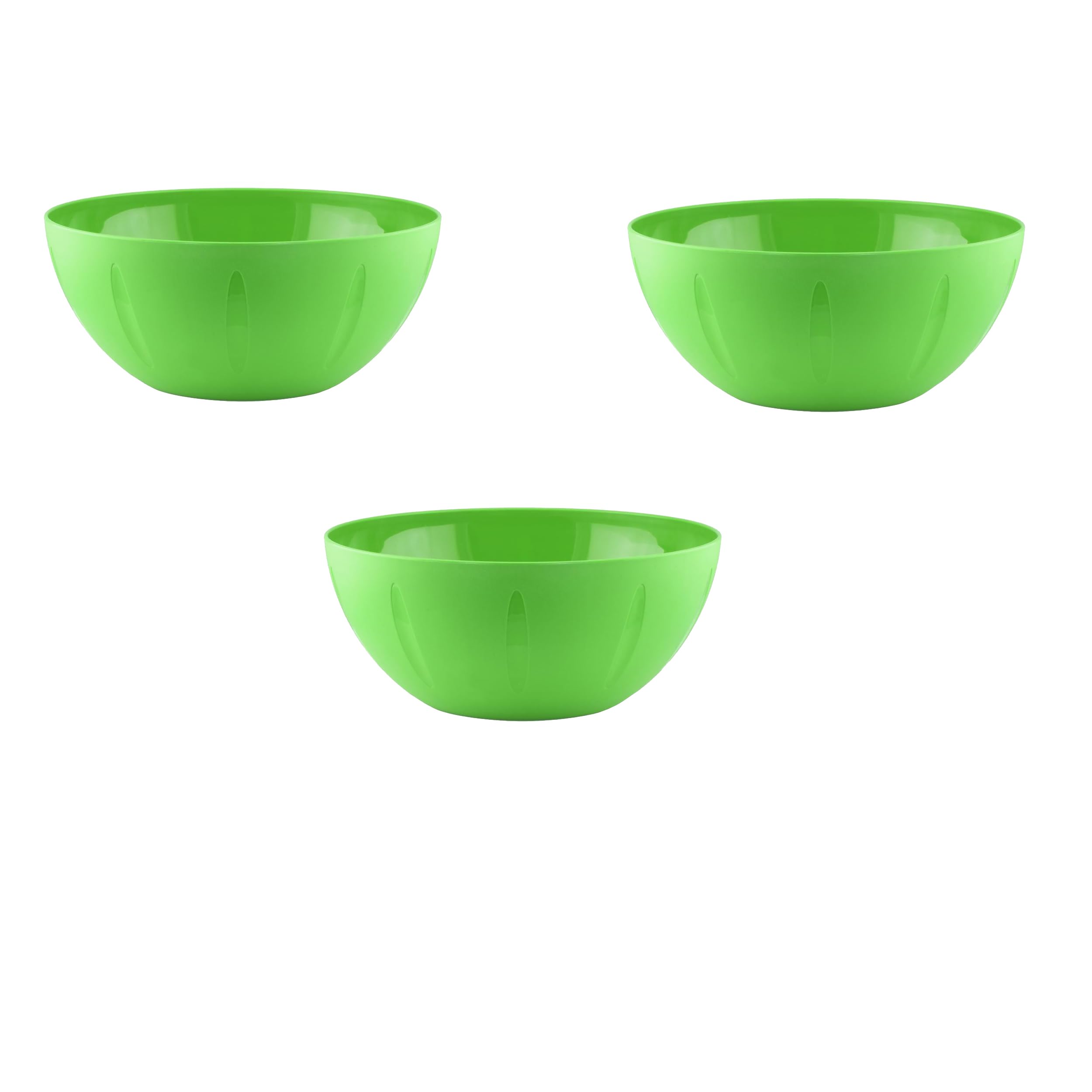 YBM HOME 8-Inch Plastic Mixing Bowl Set - Microwave Safe Serving Bowl for Cereal, Snacks, Popcorn, Salad & Fruits - Perfect for Kitchen, Dining & Outdoor Picnics - 1284-3 Green