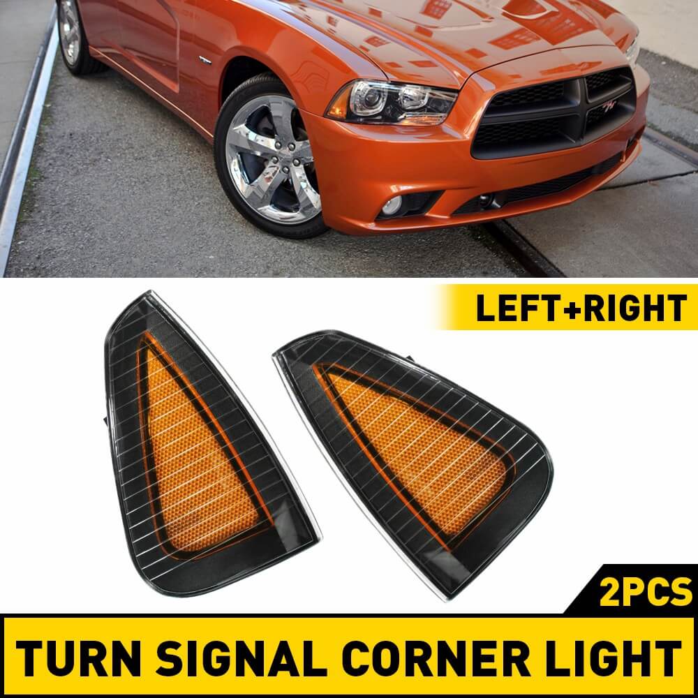 2006-2010 Dodge Charger Corner Light Turn Signal with Halogen Bulb - Compatible with 2006 Dodge Charger Daytona, 2006-2007 Charger Base Models - Durable Replacement for Day & Night Driving, Enhanced Visibility & Safety