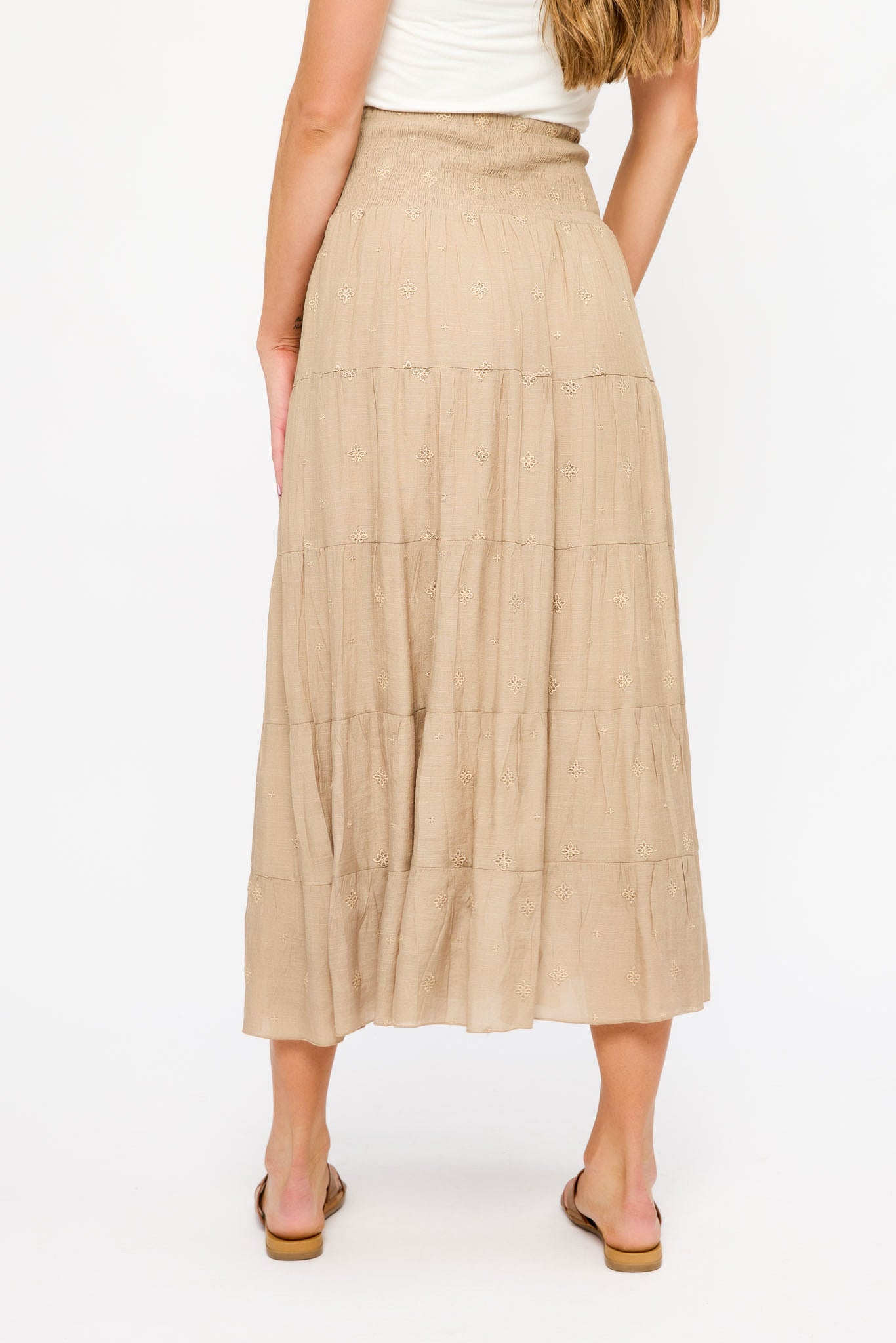 Embroidered Maxi Skirt for Women - Floral Boho Long Skirt with Elastic Waist - Perfect for Summer, Beach, and Festival Outfits