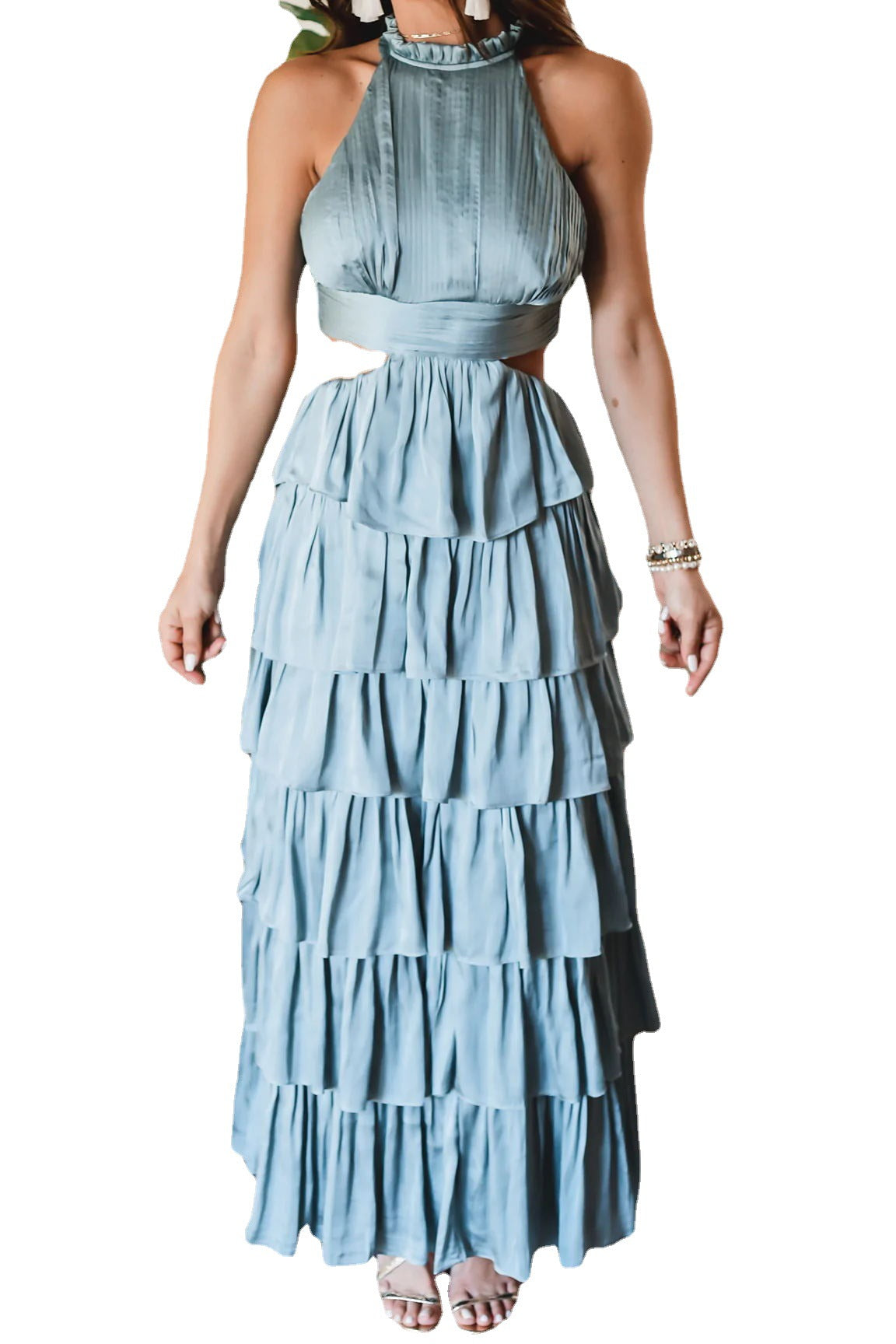 Elegant Women's Solid Color Patchwork Cake Dress - Flowy A-Line Party Dress for Weddings, Cocktails & Special Occasions