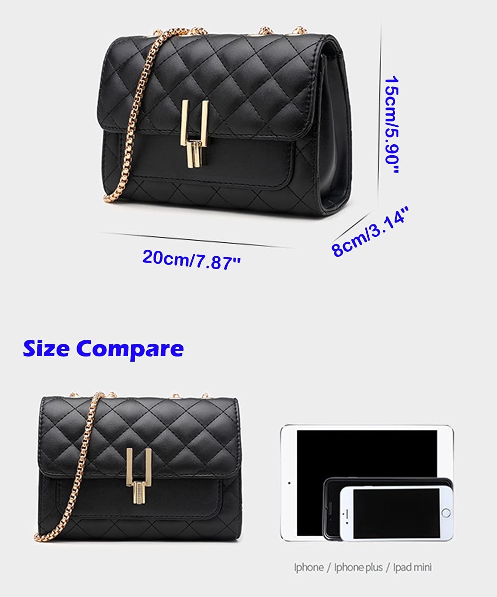 YXBQueen Designer Crossbody Bags for Women - Quilted PU Leather Handbag with Chain Strap, Fashionable Flap Shoulder Purse for Daily Use, Work, Travel and Shopping