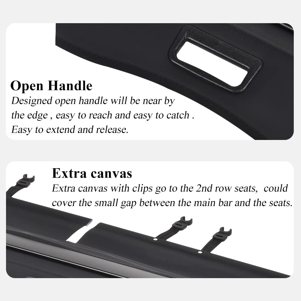 2020-2025 Toyota Highlander XLE AWD Retractable Cargo Cover - Security Shade Shield, Anti-Peeping Tonneau Cover with Extra Canvas - Perfect for Road Trips, Camping & Protecting Valuables