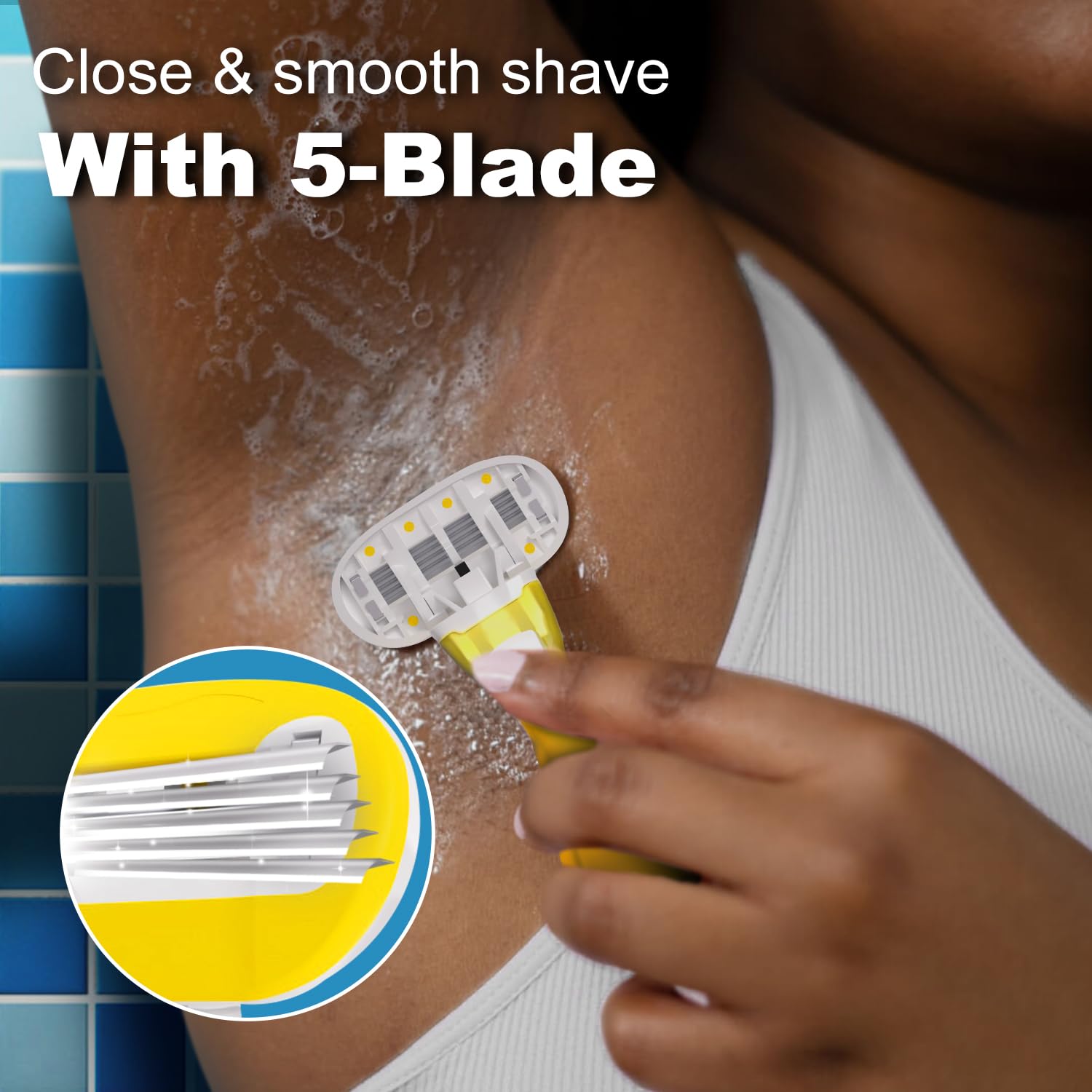 Mini Travel Razors for Women - 5-Blade Shaving Razor with 3 Refills & Travel Case, Extra Smooth On-The-Go Shaver, Portable Shaving Kit for Women (Lemon Yellow) - Perfect for Gym, Vacation & Business Trips