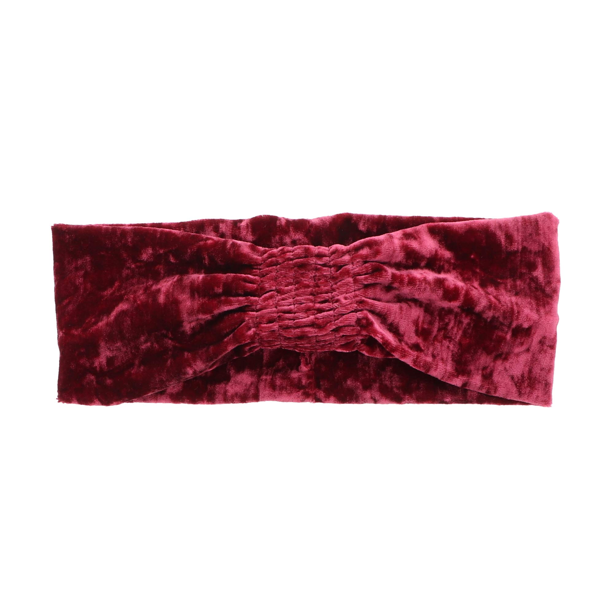 Crushed Velvet Wide Headband for Women - Red Gathered Top Headwrap Hairband for Styling, Workouts, and Everyday Fashion