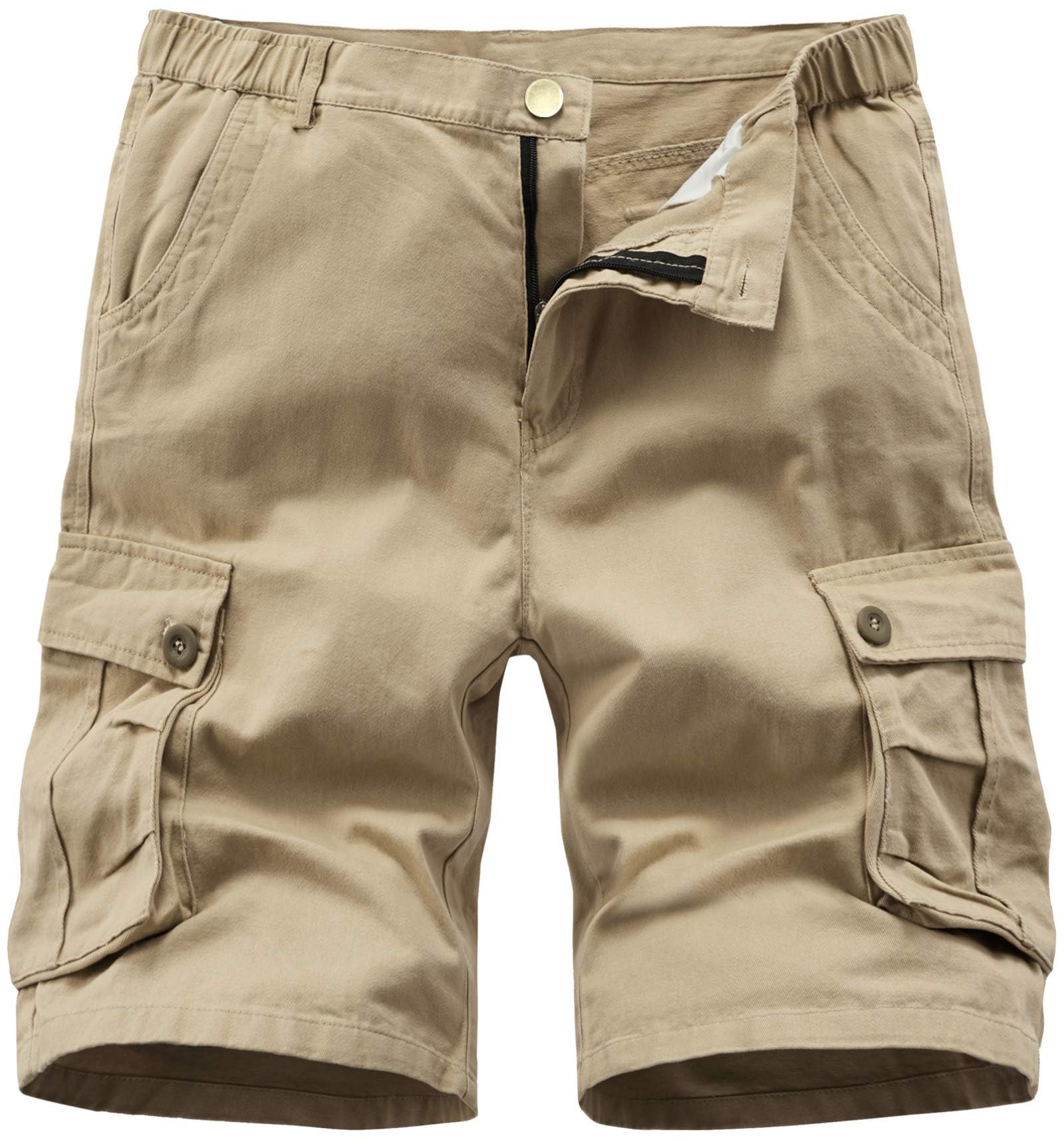 Vcansion Men's Cargo Shorts - Cotton Casual Shorts with Elastic Waist & Multiple Pockets | Camouflage Design for Outdoor, Hiking, Camping and Summer Wear