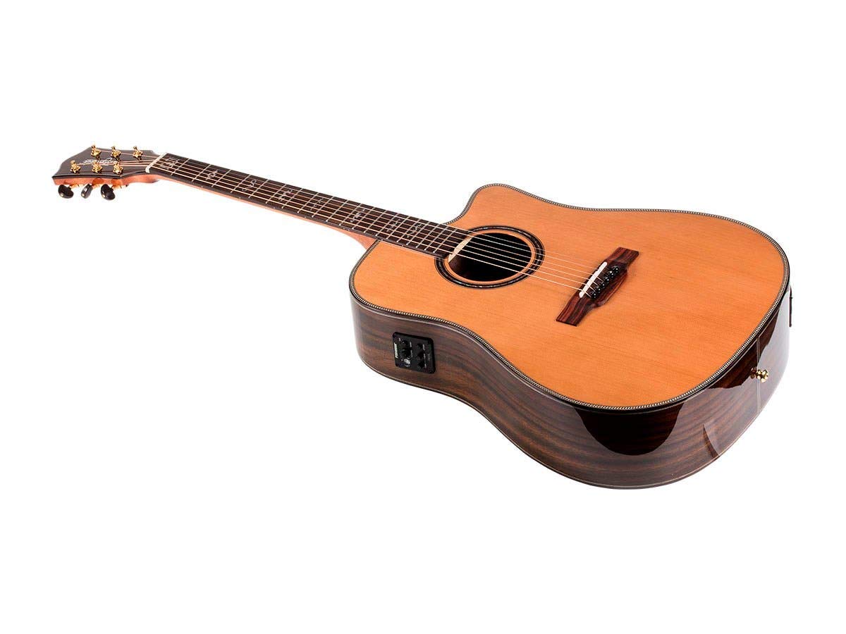 Monoprice Solid Top Acoustic Electric Guitar - Cedar Wood with Fishman Pickup & Built-in Tuner, Includes Protective Gig Bag - Idyllwild Series - Perfect for Stage Performances, Studio Recording & Traveling Musicians