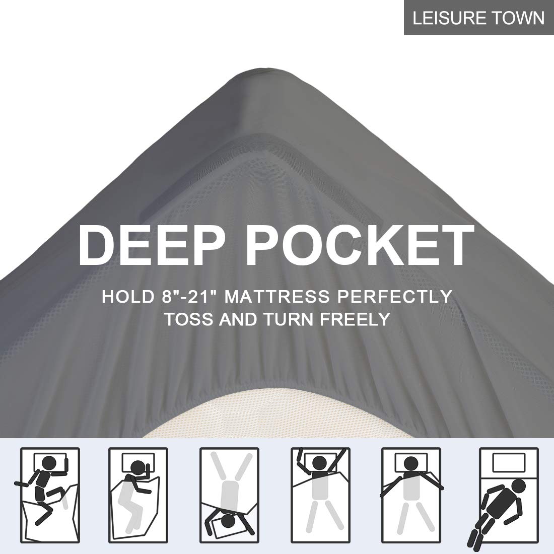 LEISURE TOWN TwinXL Mattress Pad - Soft Cotton Quilted Fitted Mattress Topper with 8-21 Inch Deep Pocket | Breathable Cooling Pillow Top Protector for Bed Comfort | Perfect for Guest Rooms, Dorms & Hot Sleepers (Grey)
