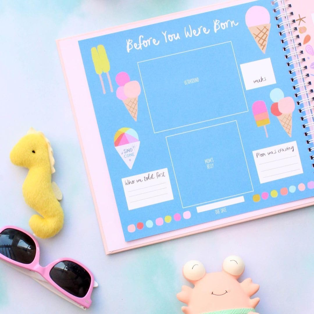 Lucy Darling Little Beach Babe Memory Book - First 5 Years Baby Journal, Photo Album & Scrapbook for Girls | Unique Keepsake Baby Book & Milestone Diary | Perfect Gift for New Moms, Busy Parents | Capture Beach Memories, First Steps & Special Moments