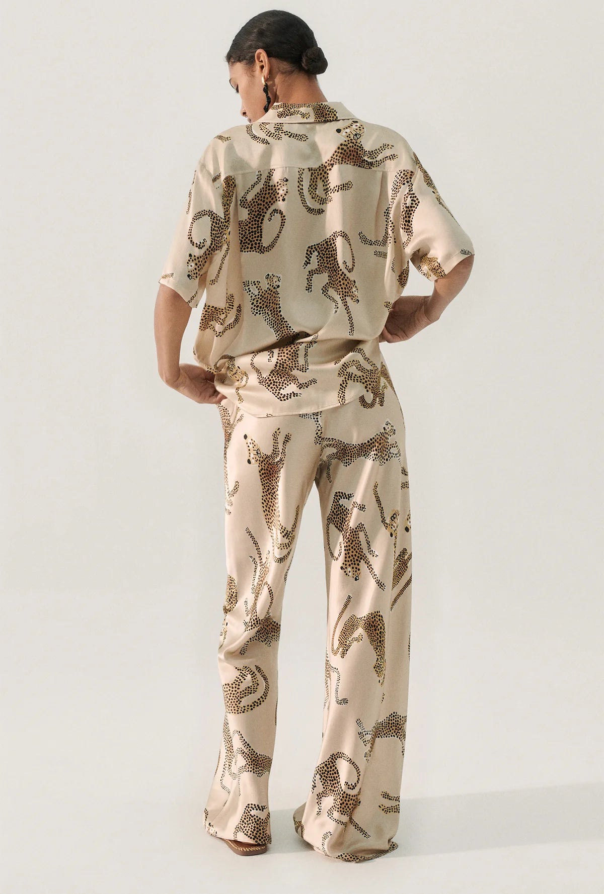 Bias Cut Pants in Jaguar Print Hazel Brown - Stylish & Comfortable Women's Trousers for Work, Casual & Evening Wear