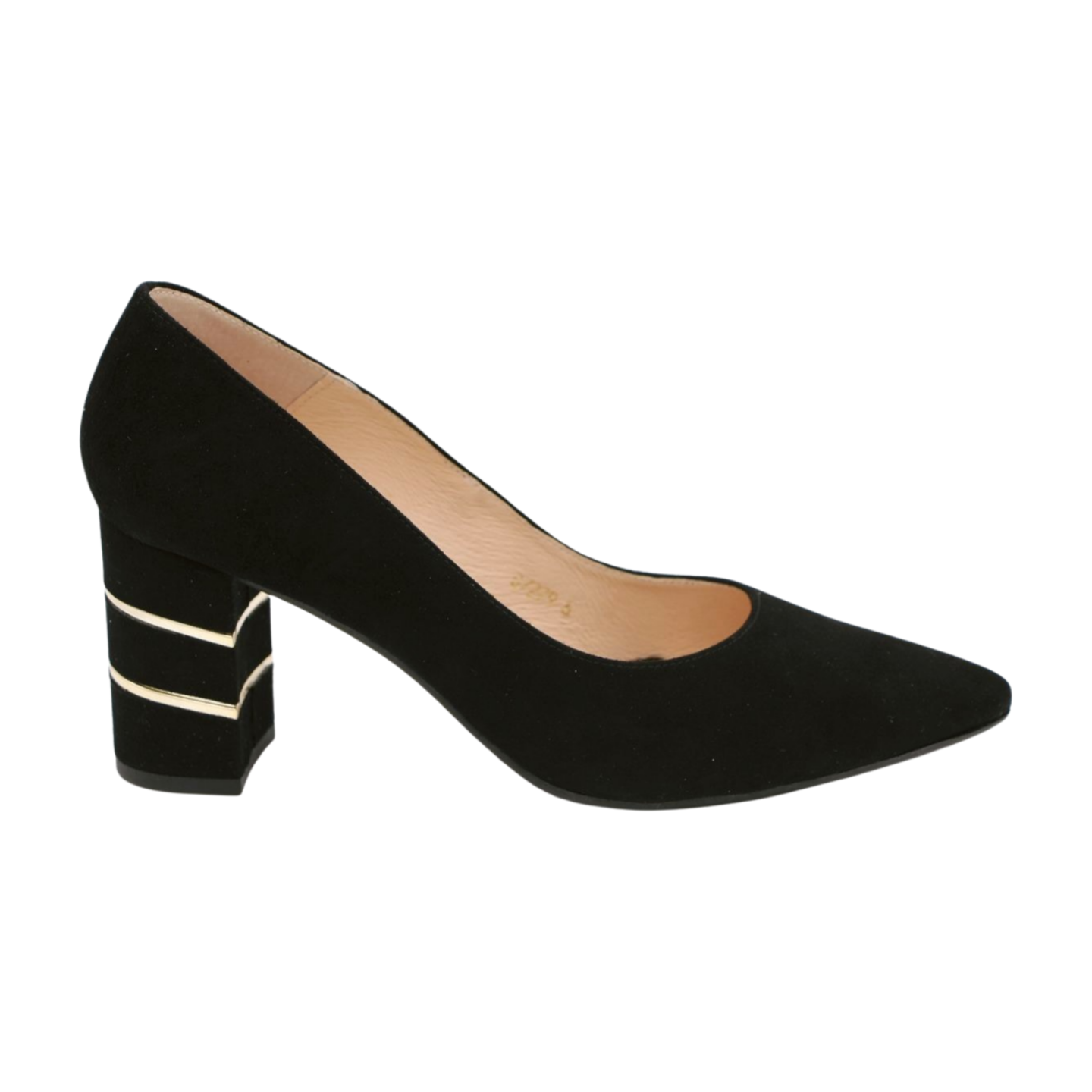 Fabucci Women's Black Suede Block Heel Court Shoes - Elegant Dress Pumps for Work, Party & Special Occasions